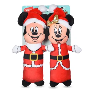 Mickey & Friends: 9" Holiday Mickey & Minnie Contemporary Style Plush Squeaker Bobo Toy