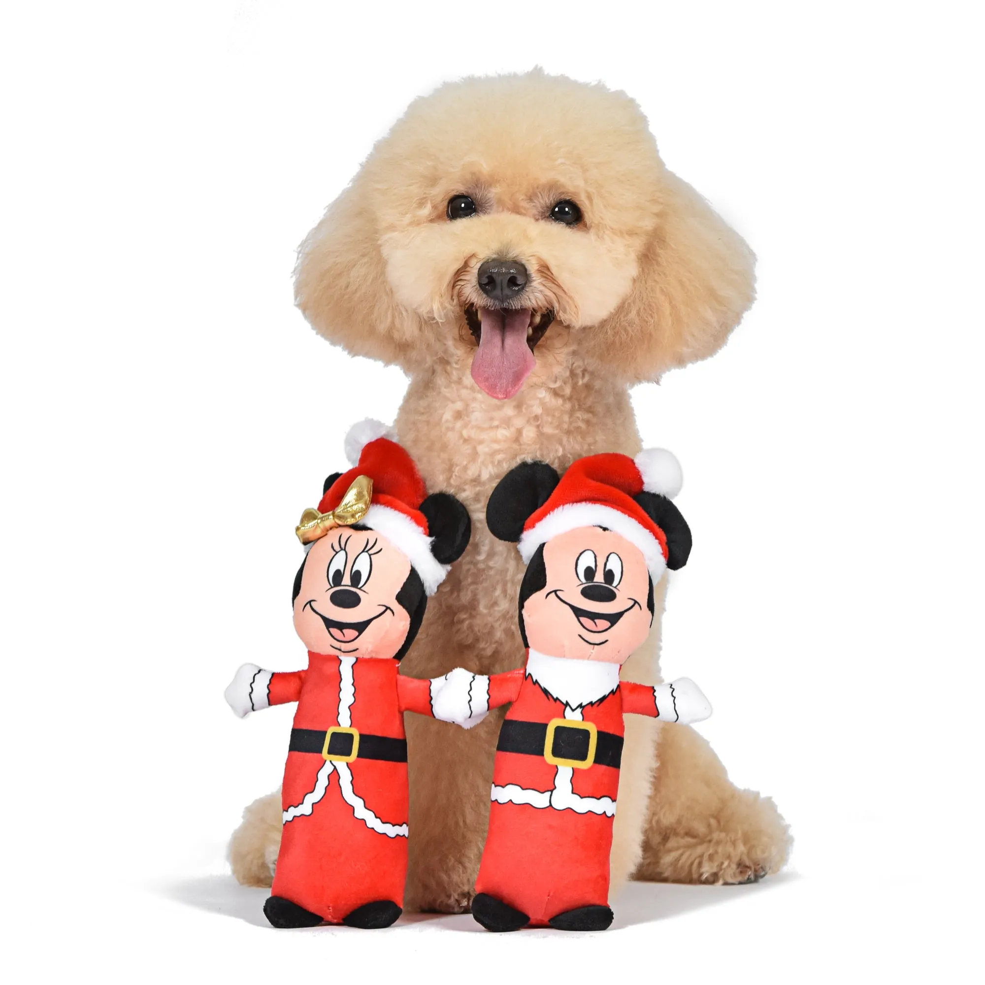 Mickey & Friends: 9" Holiday Mickey & Minnie Contemporary Style Plush Squeaker Bobo Toy