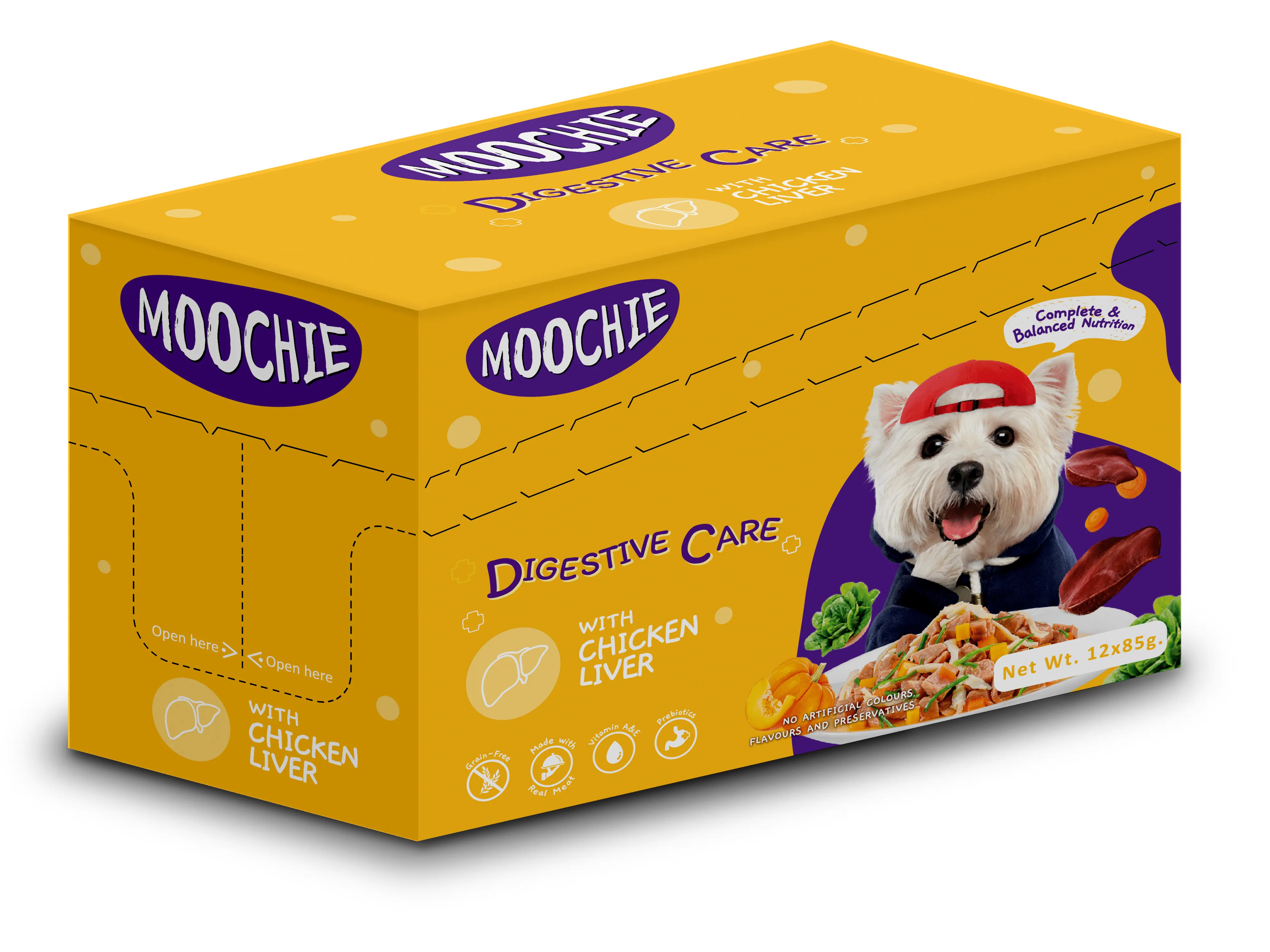 Moochie CASSEROLE WITH CHICKEN LIVER (DIGESTIVE CARE) 12x85g Pouchs