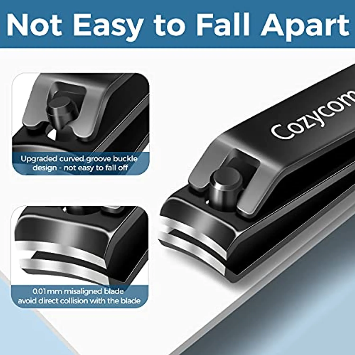 Nail Clippers Set Toenail Clippers Cutters - CozyCom 2 Pack Professional Fingernail Clipper and Toenail Clipper for Adult Men and Women Stainless Steel for Thick Nails with Visibly Tin Case