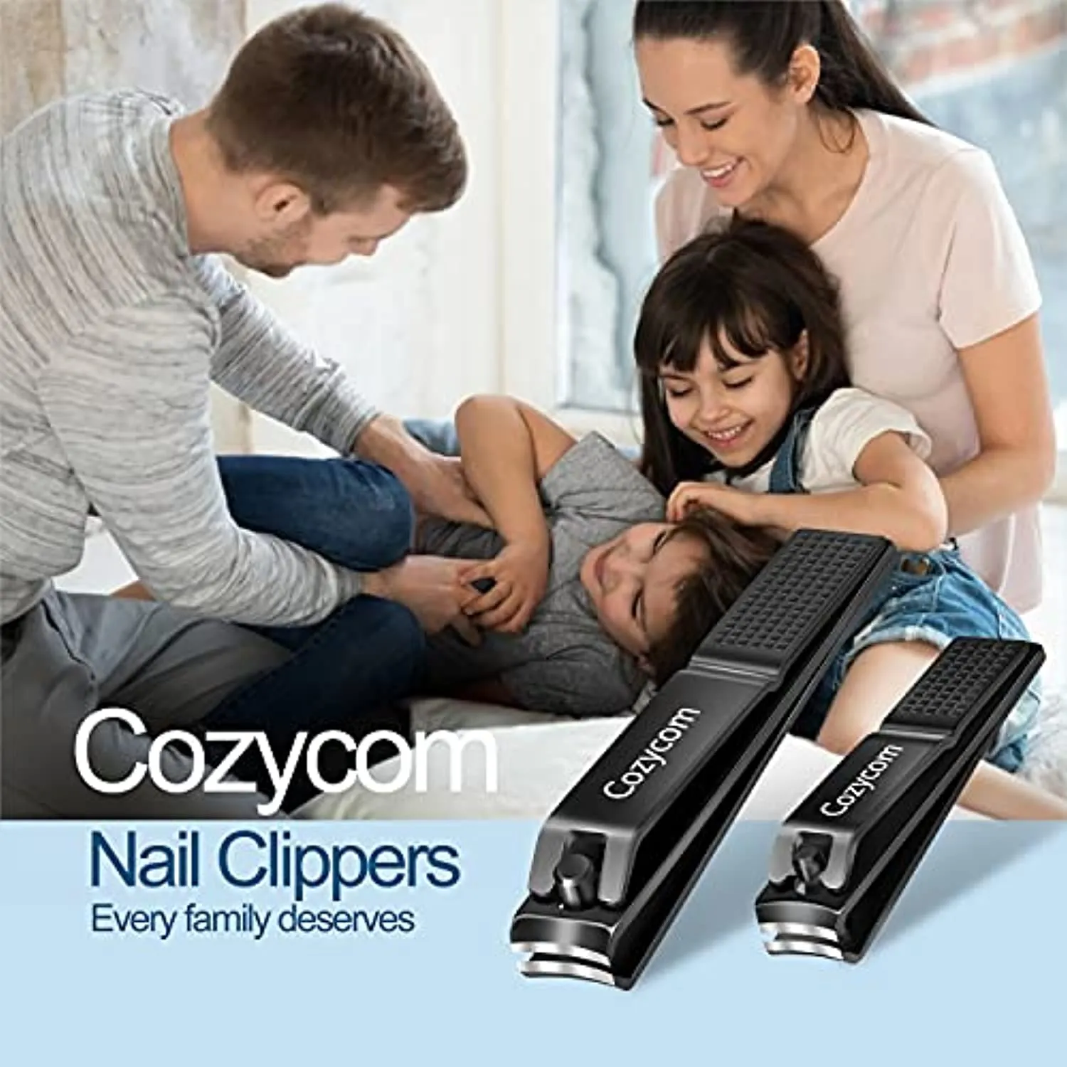 Nail Clippers Set Toenail Clippers Cutters - CozyCom 2 Pack Professional Fingernail Clipper and Toenail Clipper for Adult Men and Women Stainless Steel for Thick Nails with Visibly Tin Case