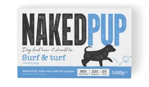 Naked Dog Puppy Surf and Turf