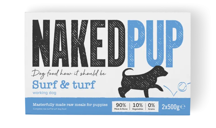 Naked Dog Puppy Surf and Turf