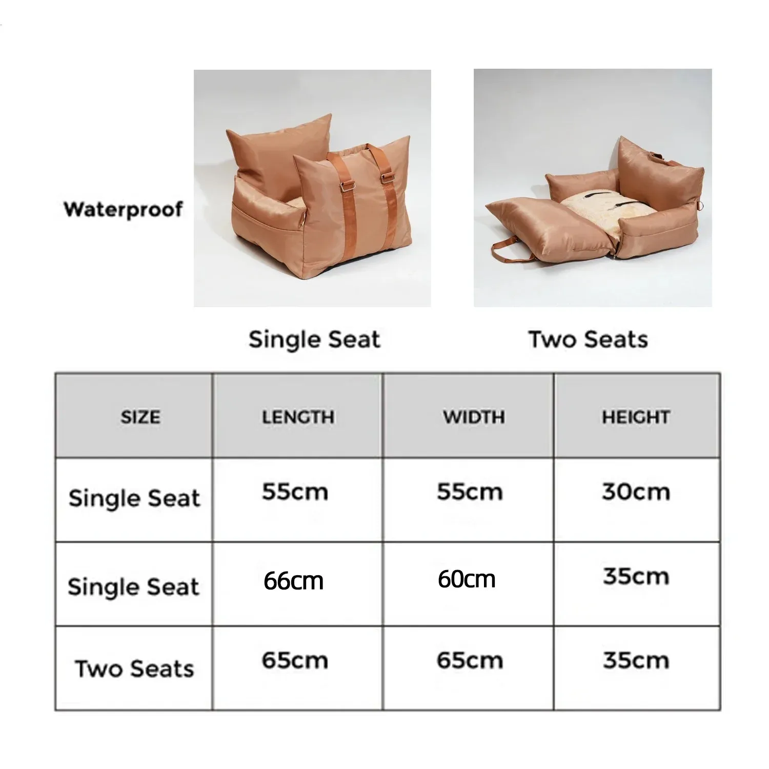 Pet Car Safety Seat Bed Pad Kennel | Double-Sided Fabric | Fully Removable and Washable | Travel Dog Car Seat Cover
