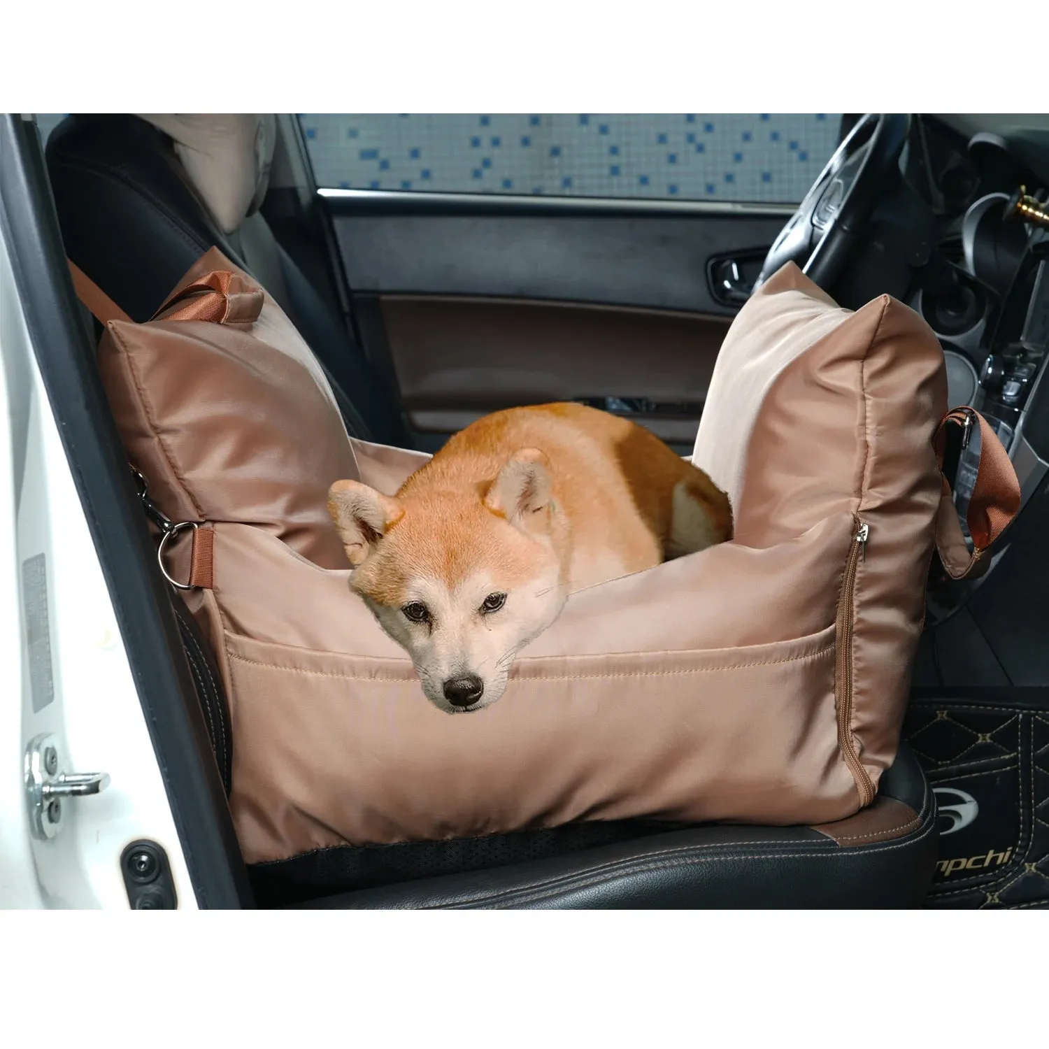 Pet Car Safety Seat Bed Pad Kennel | Double-Sided Fabric | Fully Removable and Washable | Travel Dog Car Seat Cover