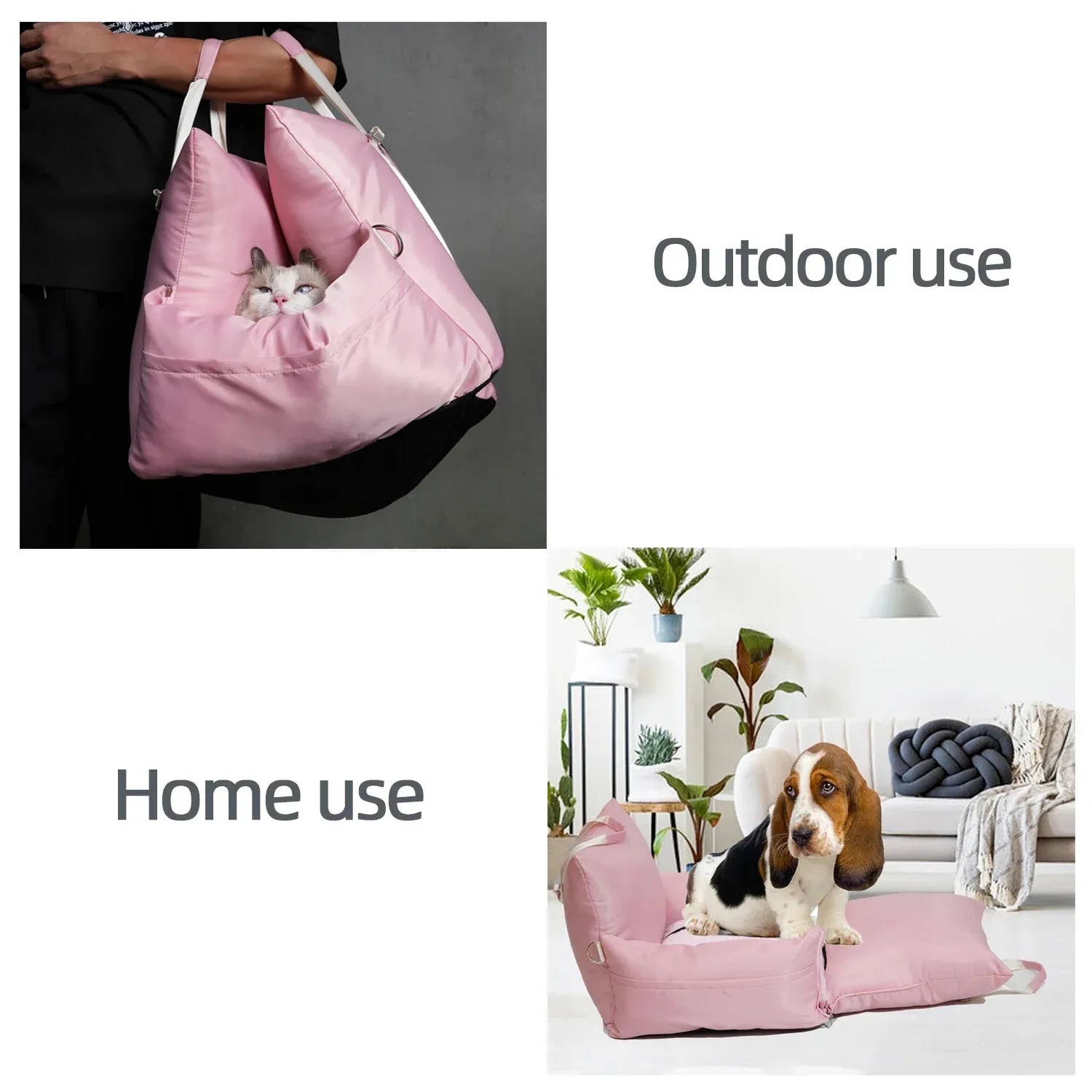 Pet Car Safety Seat Bed Pad Kennel | Double-Sided Fabric | Fully Removable and Washable | Travel Dog Car Seat Cover