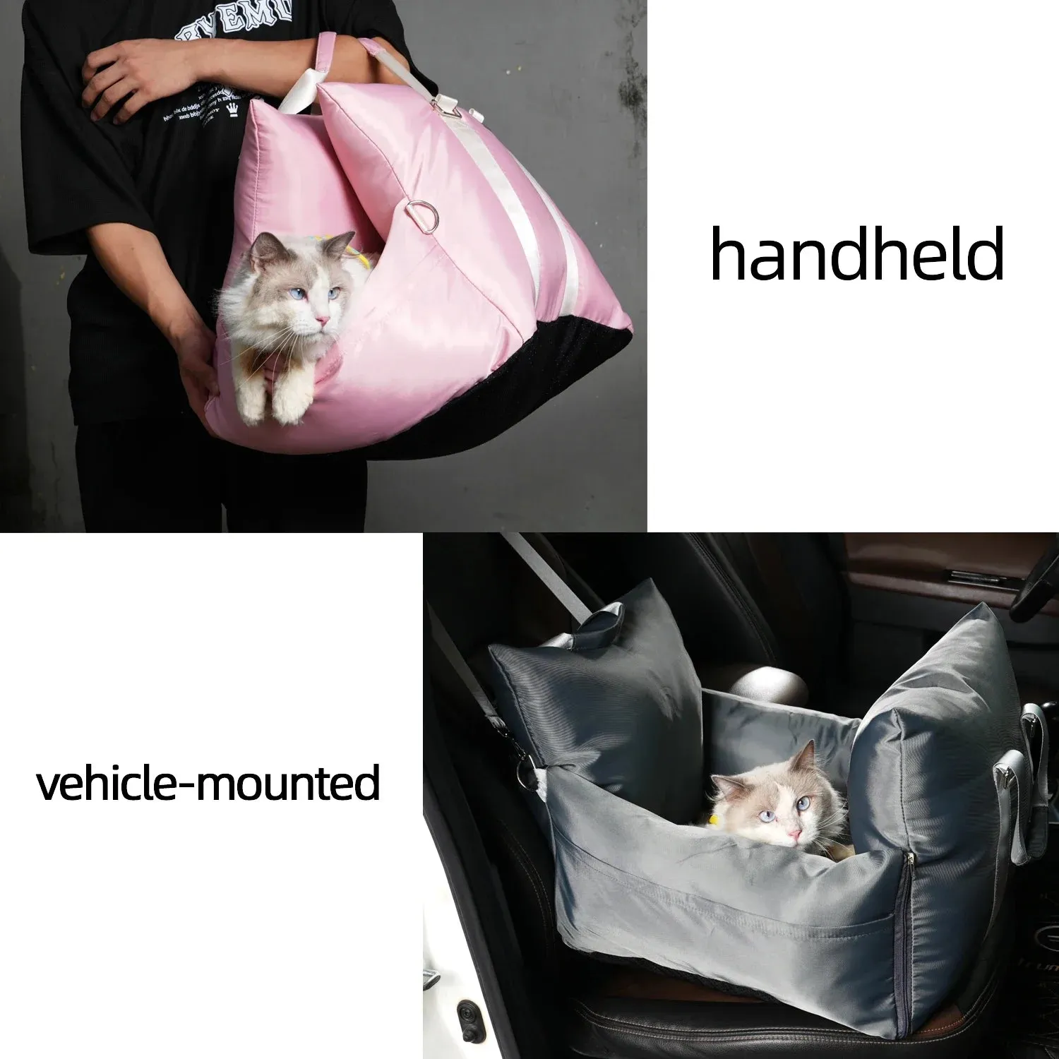 Pet Car Safety Seat Bed Pad Kennel | Double-Sided Fabric | Fully Removable and Washable | Travel Dog Car Seat Cover