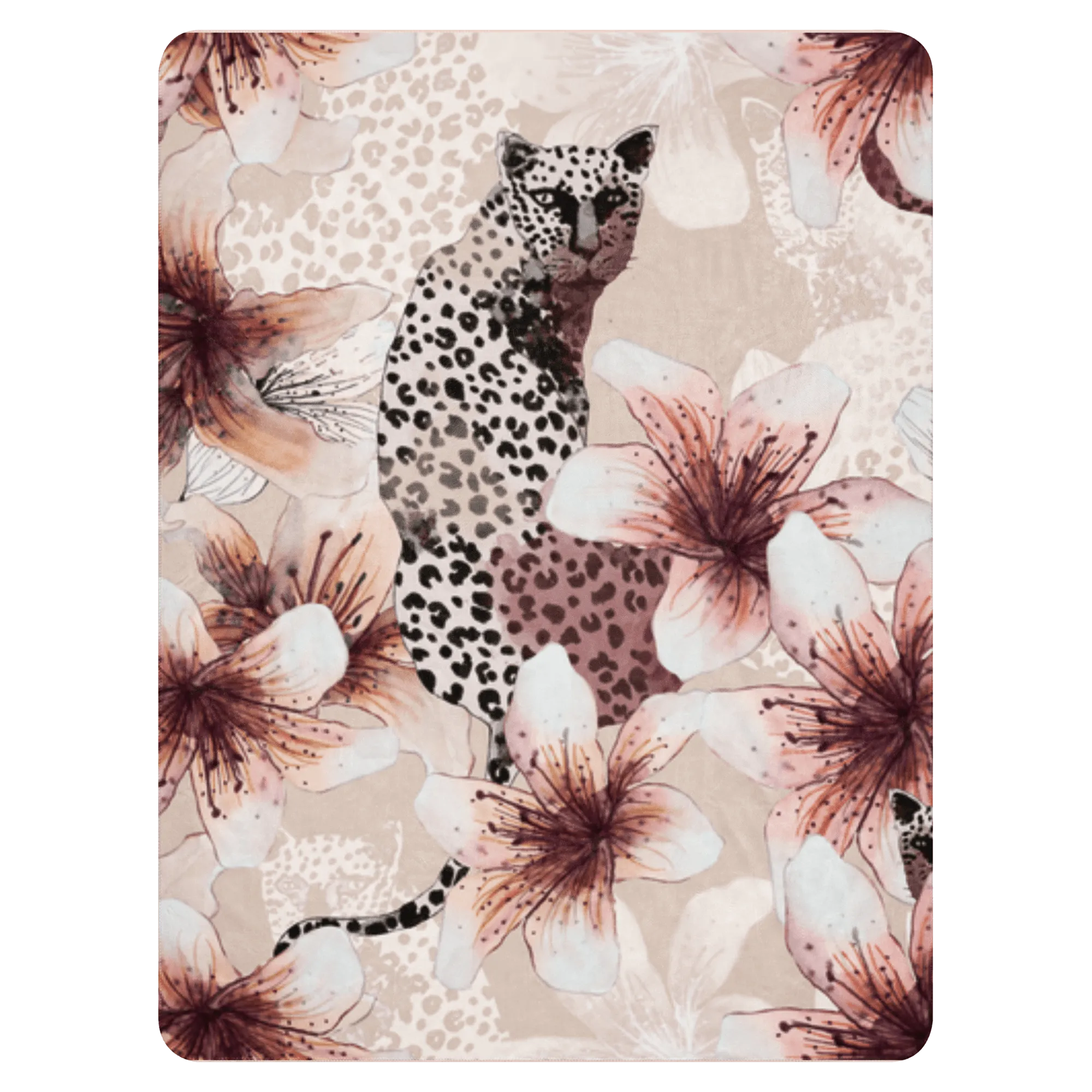 Pinkish Wild Cat Sherpa Blanket