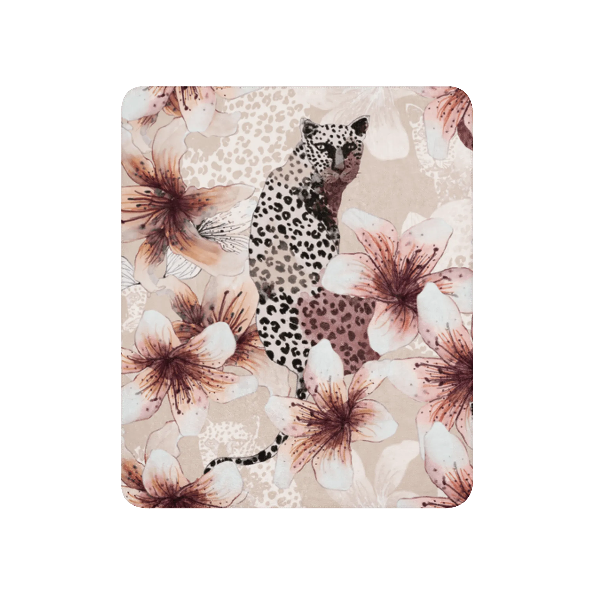 Pinkish Wild Cat Sherpa Blanket