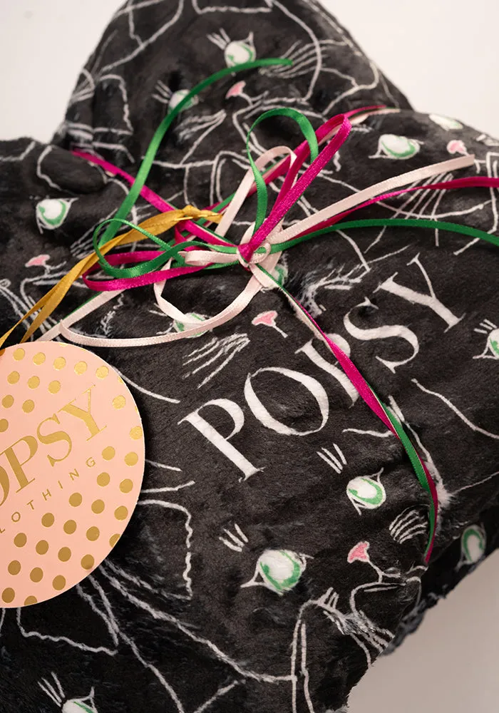 Pop-under Cat Faces Print Plush Blanket