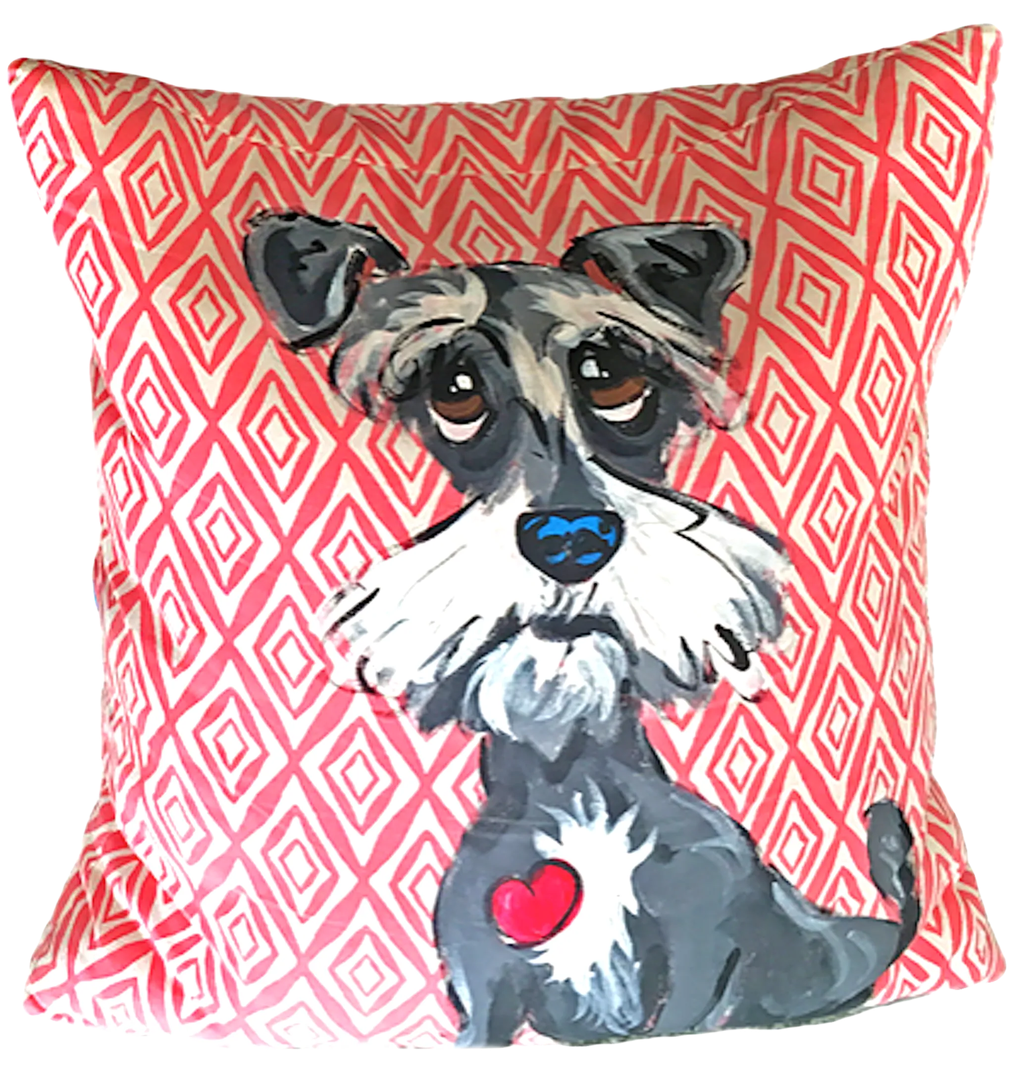 Schnauzer Hand Painted Accent Pillow