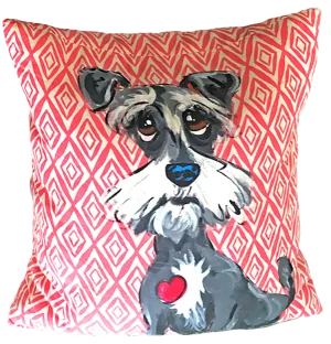 Schnauzer Hand Painted Accent Pillow