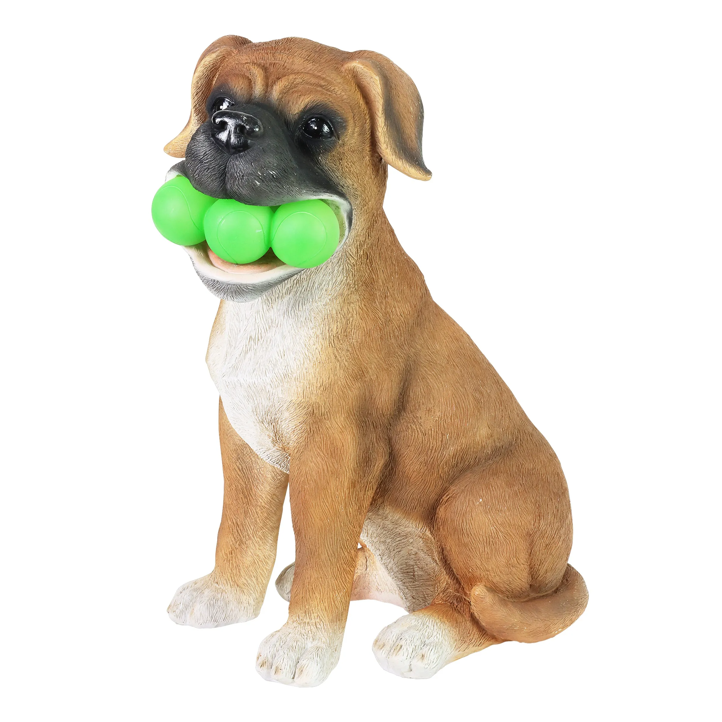 Solar Dog with LED Tennis Balls Garden Statuary, 14 Inch tall