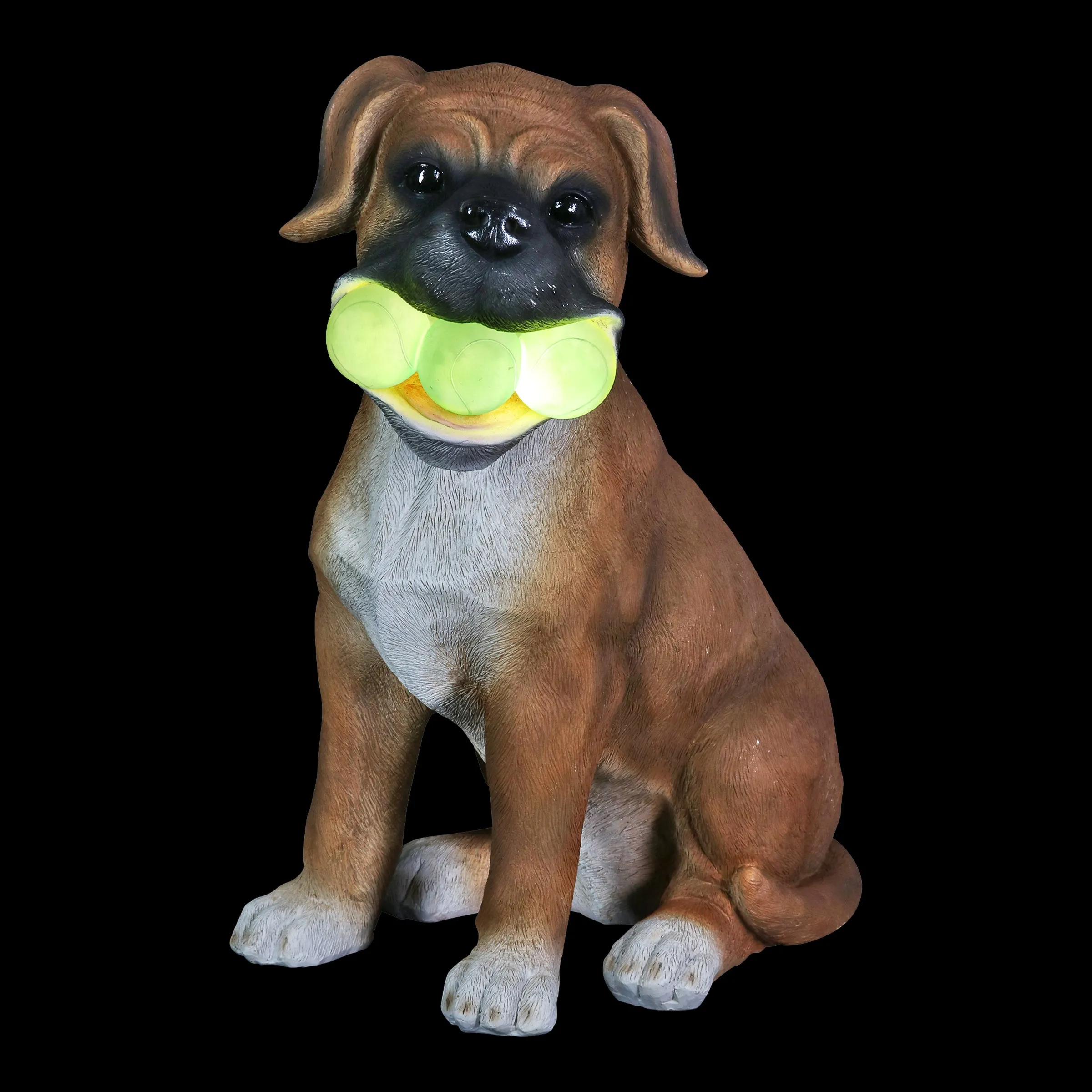 Solar Dog with LED Tennis Balls Garden Statuary, 14 Inch tall