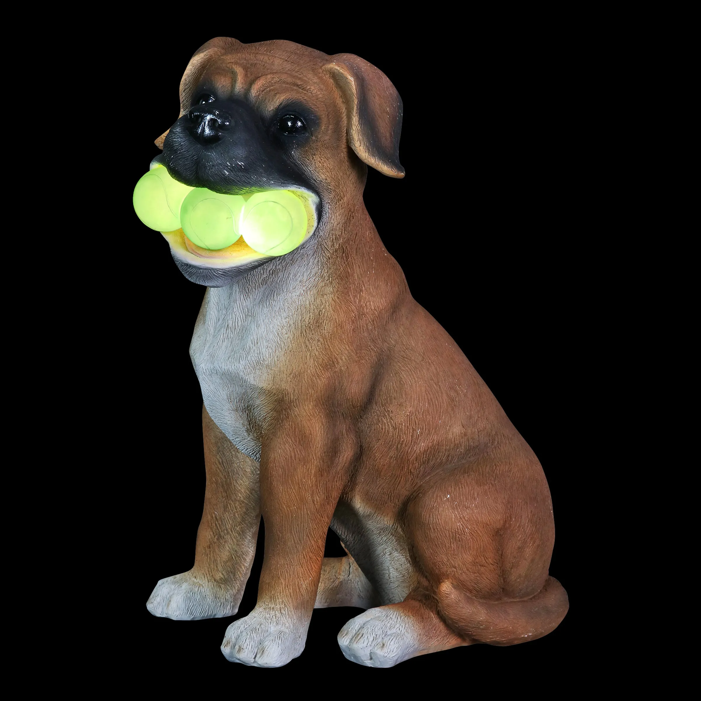 Solar Dog with LED Tennis Balls Garden Statuary, 14 Inch tall