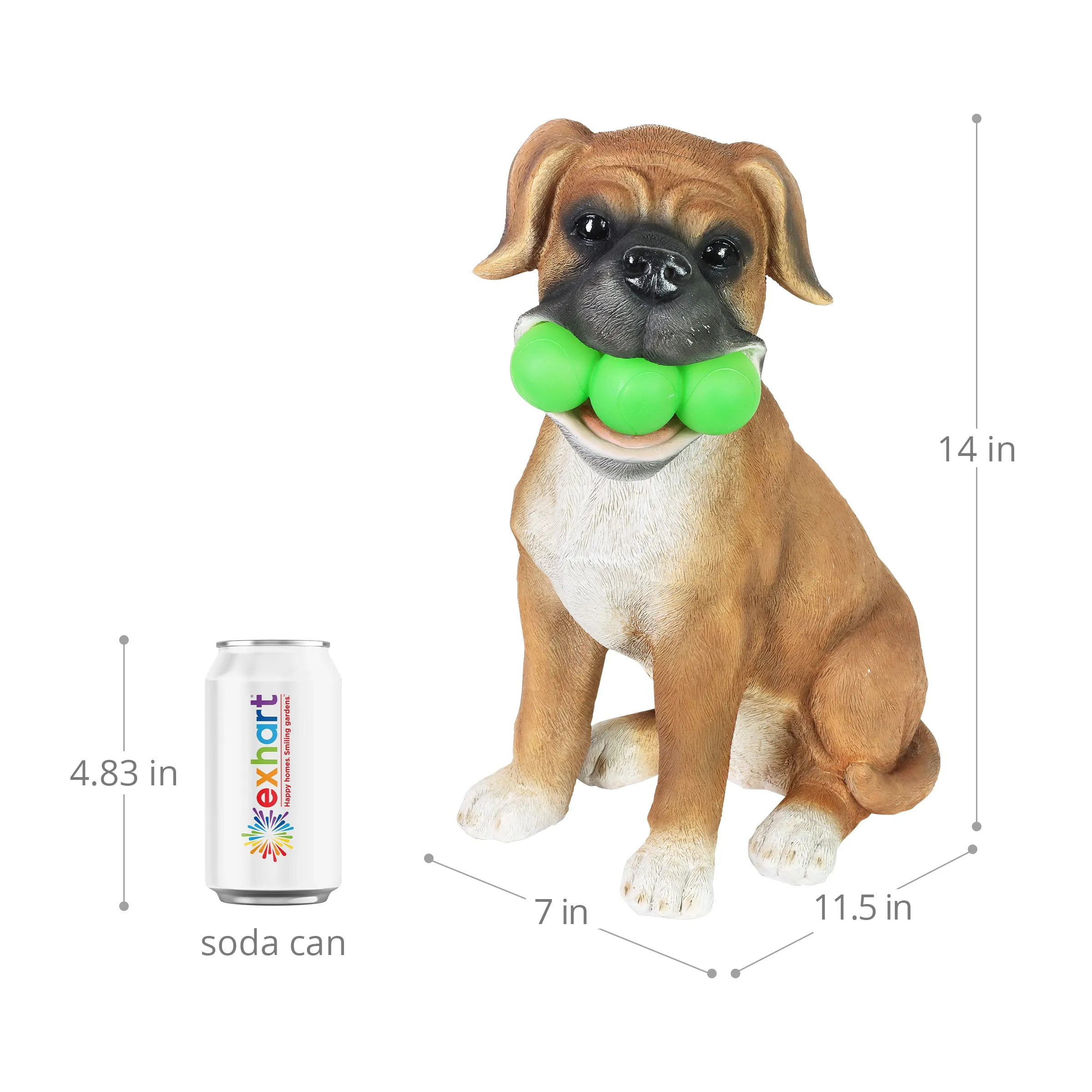 Solar Dog with LED Tennis Balls Garden Statuary, 14 Inch tall