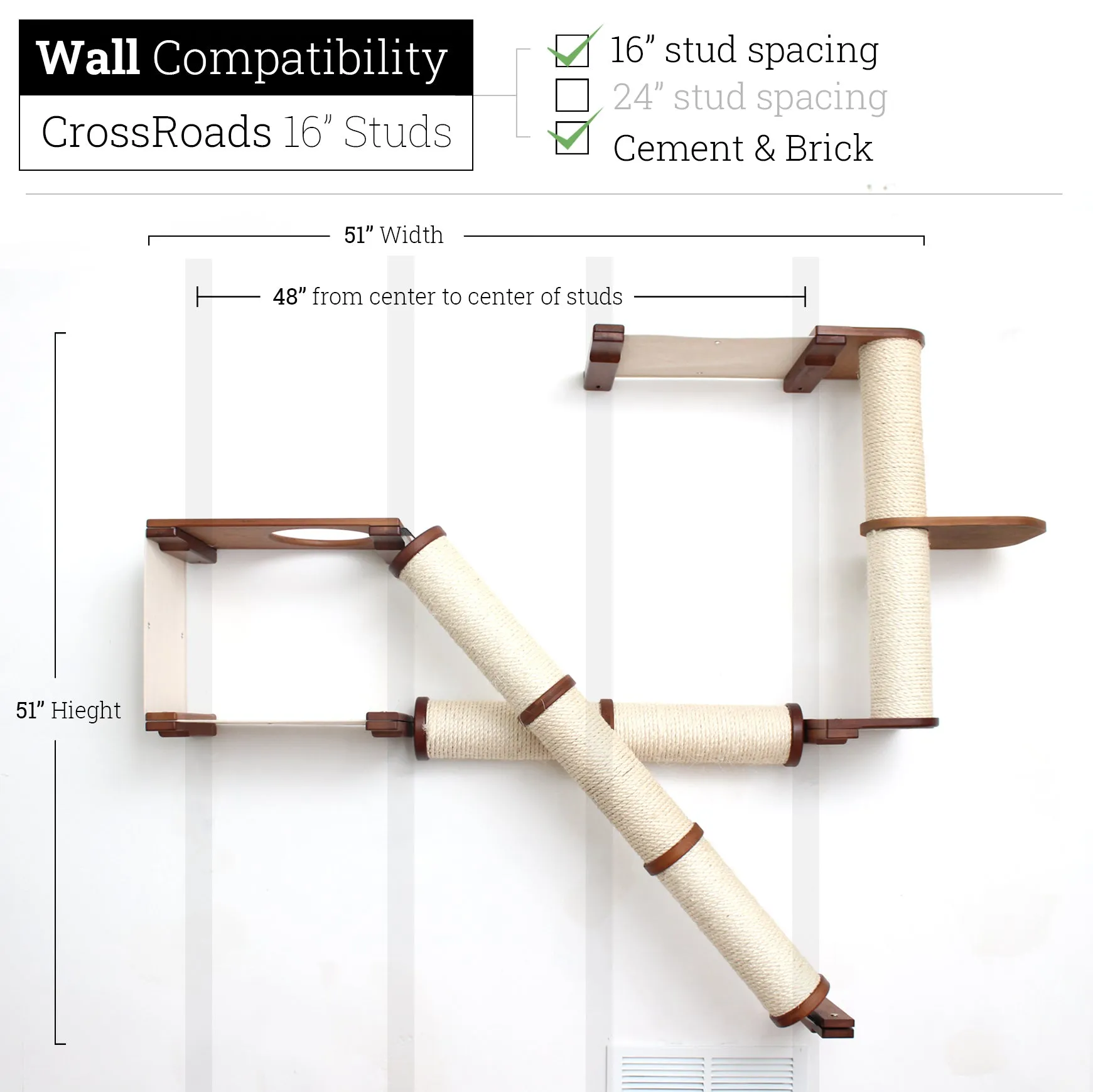 The Crossroads Wall Cat Scratcher - Cat Tree Condo - by Catastrophic Creations