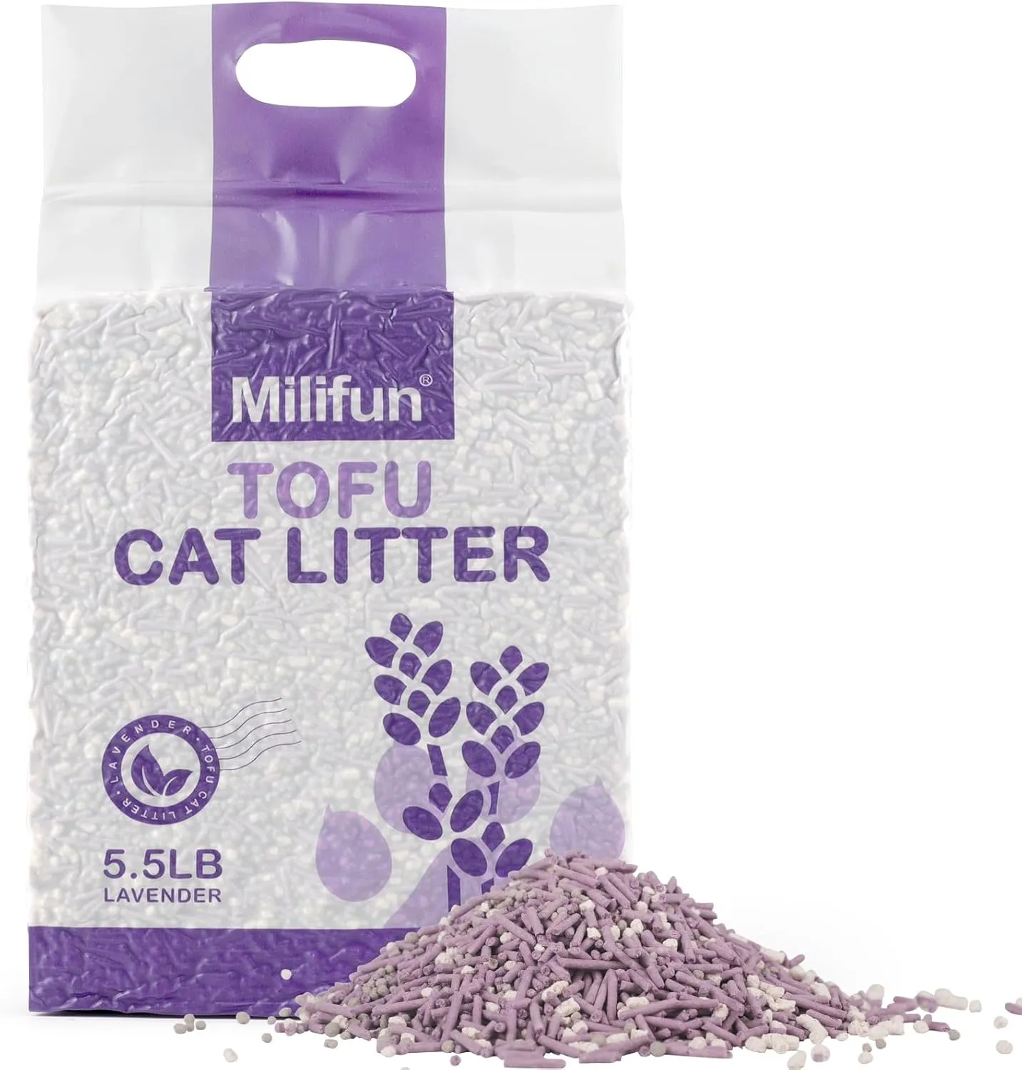 Tofu Cat Litter, Dust-Free Kitty Litter, Fast Drying, Ultra Absorbent Clumping Cat Pellets, Lavender Odor Control, Less Scattering, Dust-Free Mixed Tofu.