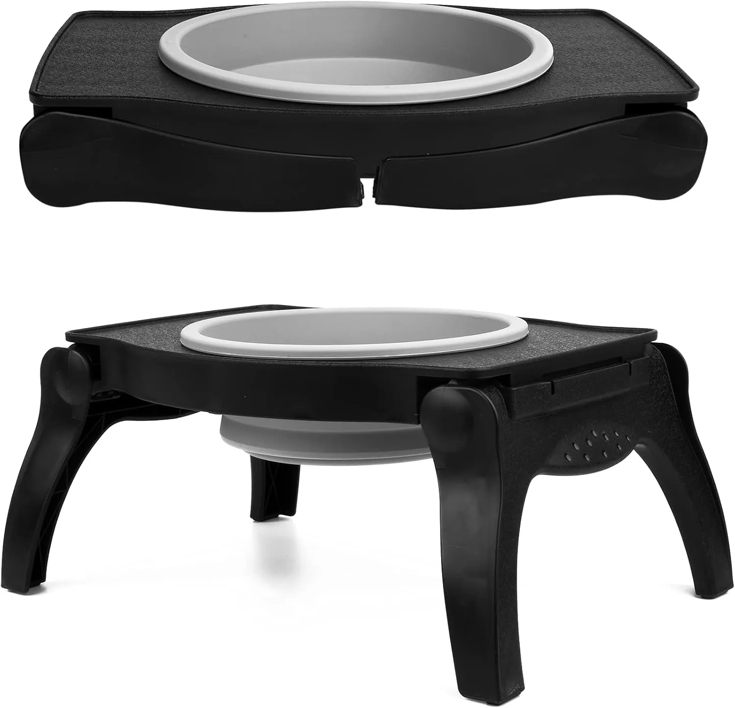 Tuff Pupper Elevated Dog Bowl - Single Raised Collapsible Travel Bowl Holds 80oz/12cups Food/Water