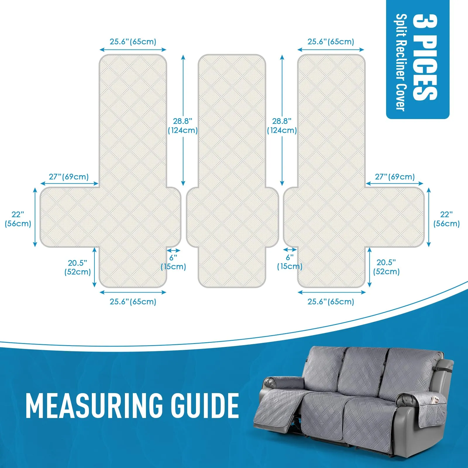 Waterproof Recliner Chair Cover with Double Straps