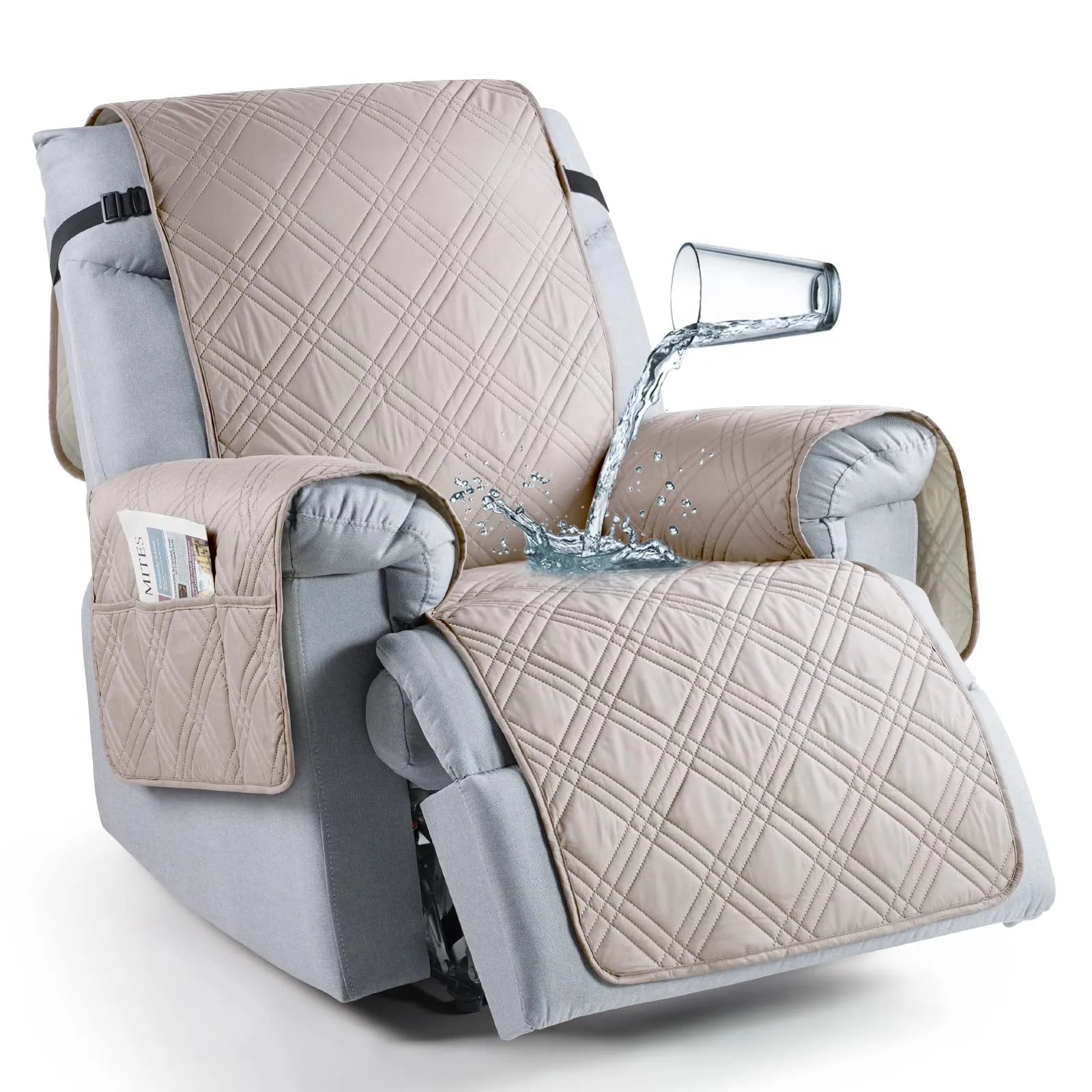 Waterproof Recliner Chair Cover with Double Straps