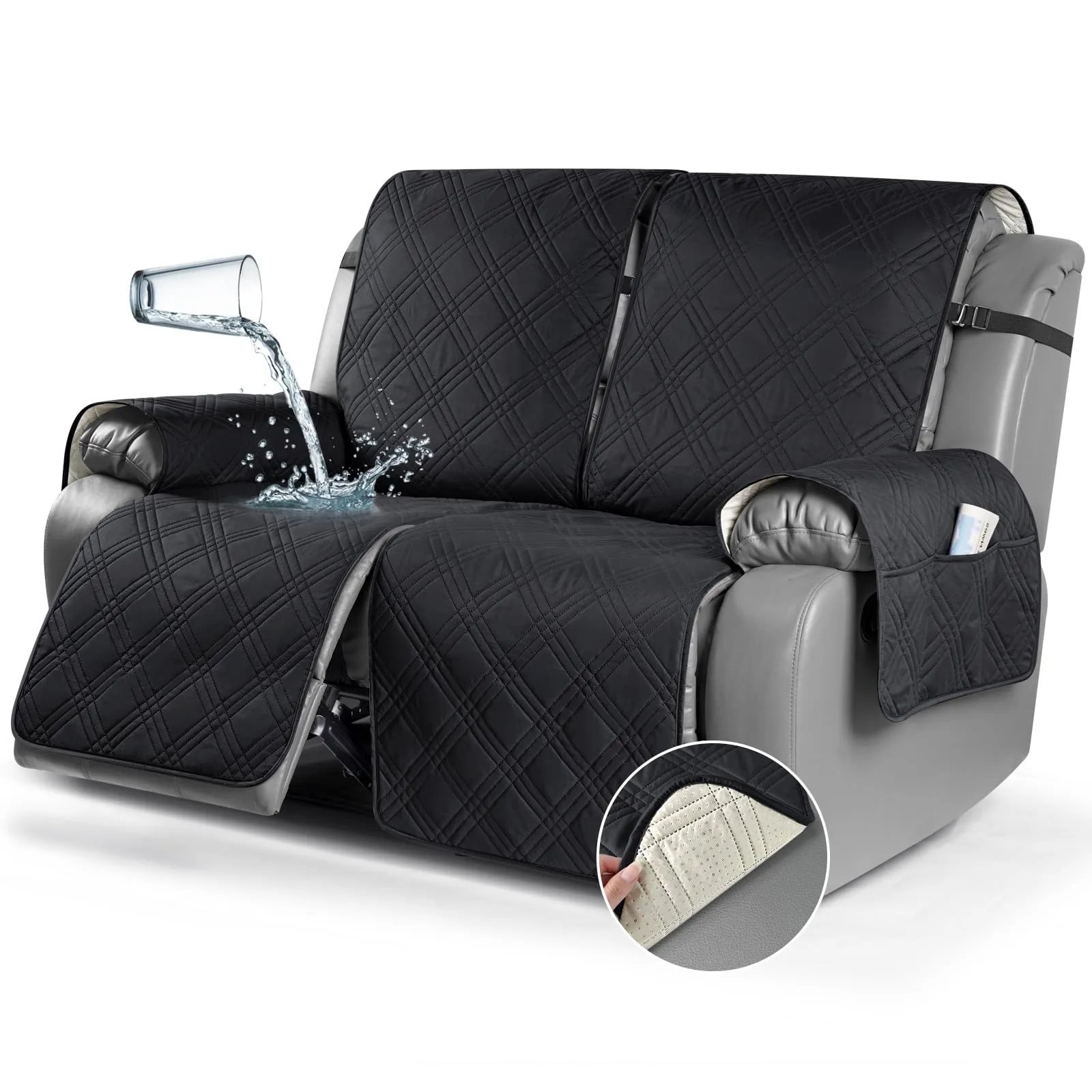 Waterproof Recliner Chair Cover with Double Straps
