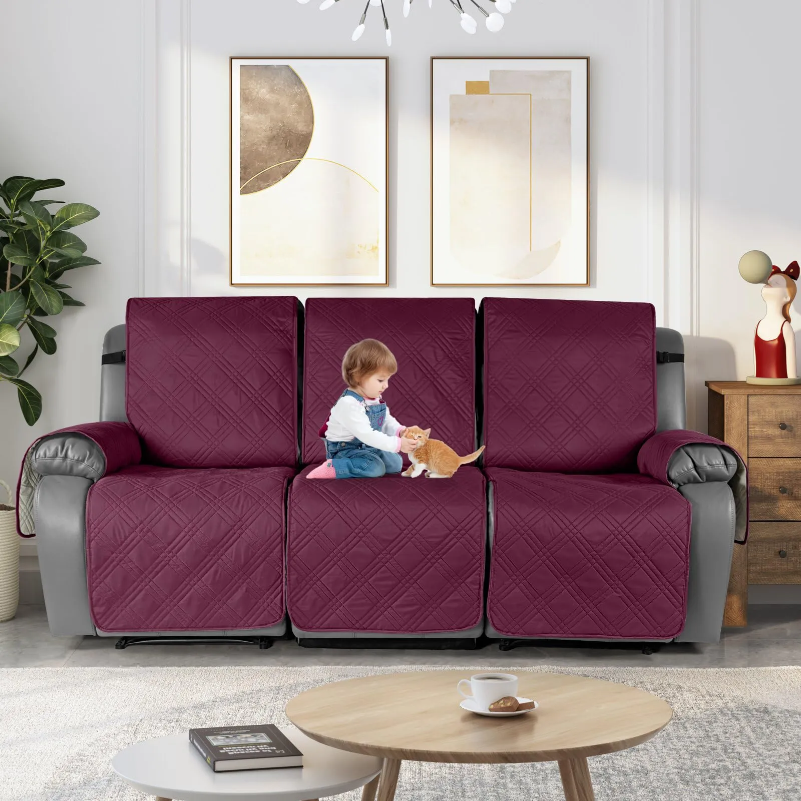 Waterproof Recliner Chair Cover with Double Straps