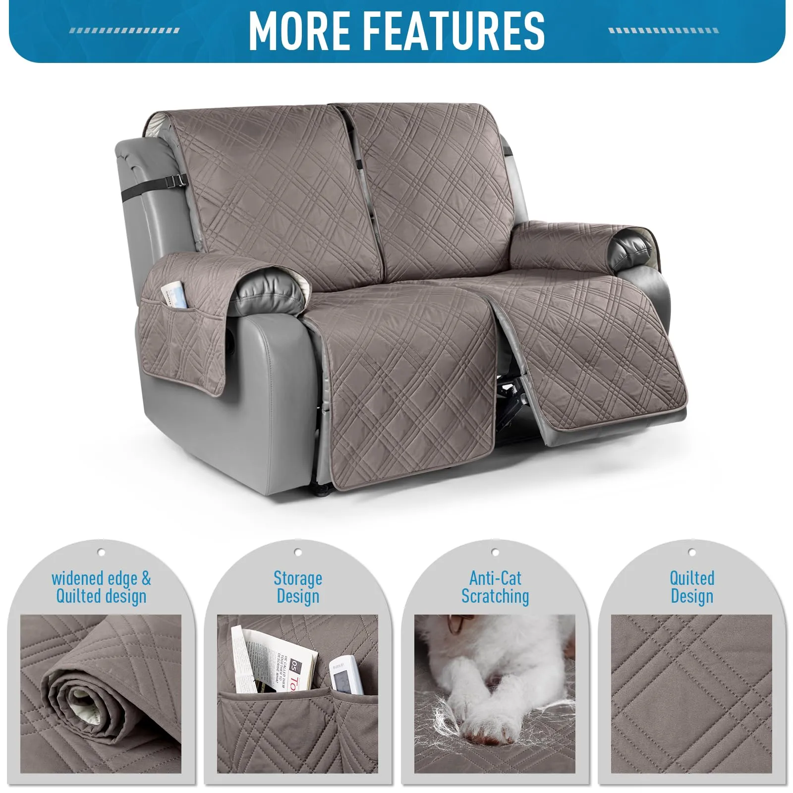 Waterproof Recliner Chair Cover with Double Straps