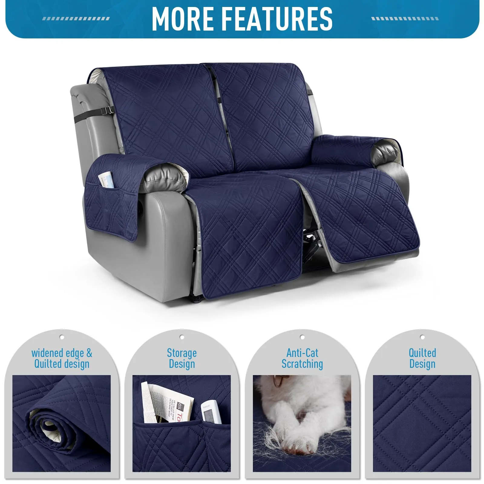 Waterproof Recliner Chair Cover with Double Straps