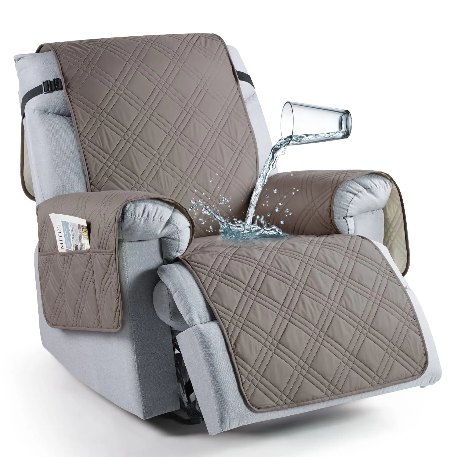 Waterproof Recliner Chair Cover with Double Straps