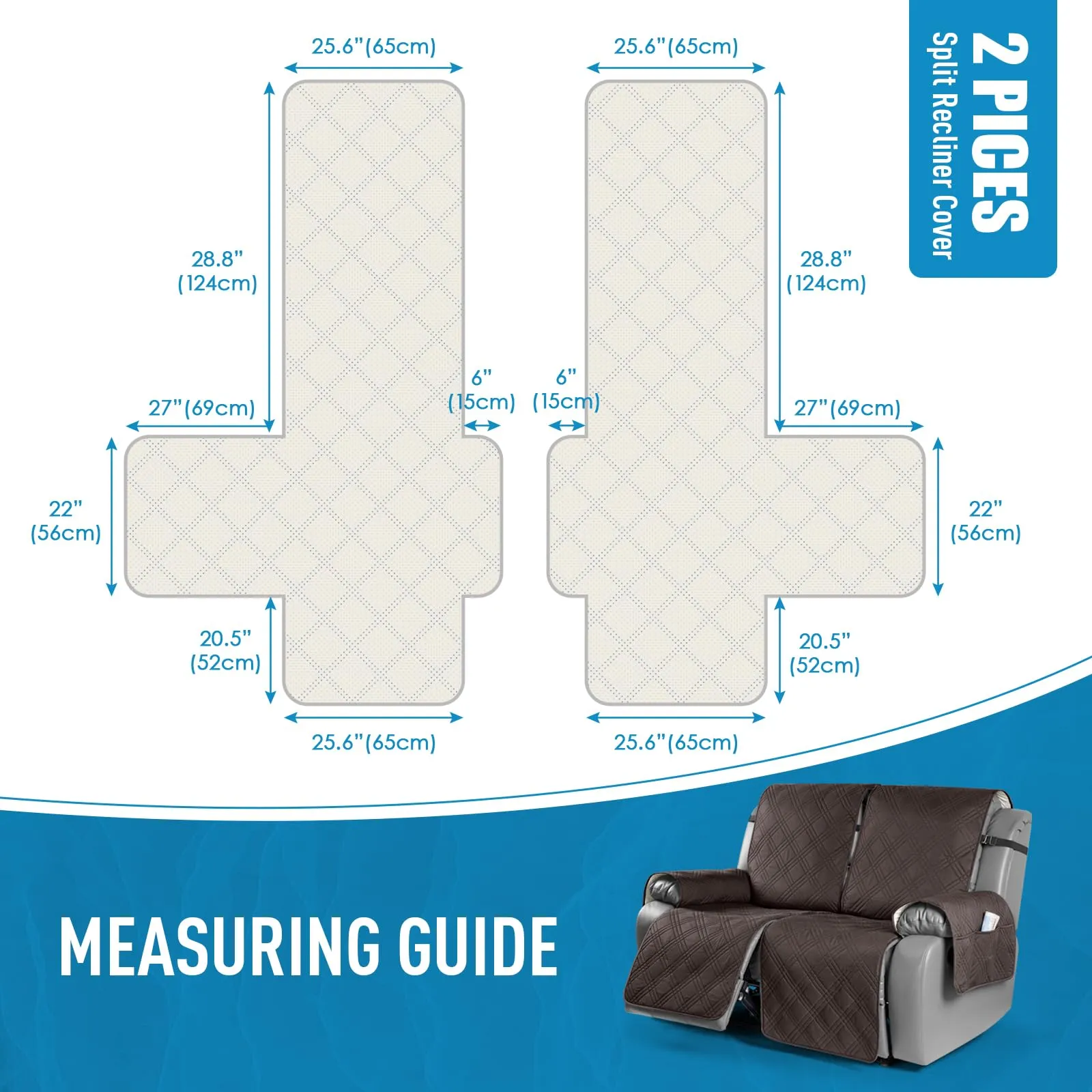 Waterproof Recliner Chair Cover with Double Straps
