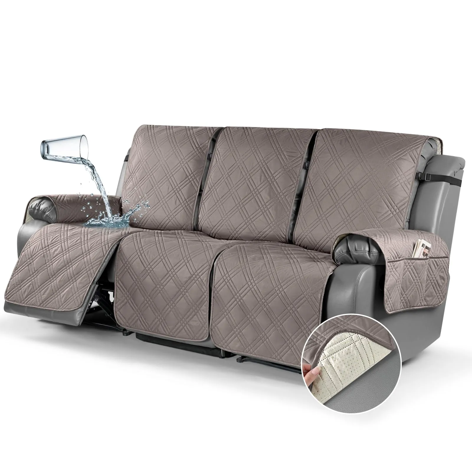 Waterproof Recliner Chair Cover with Double Straps