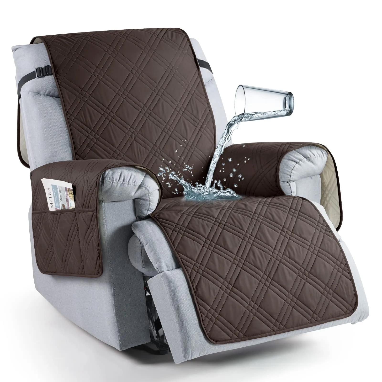 Waterproof Recliner Chair Cover with Double Straps