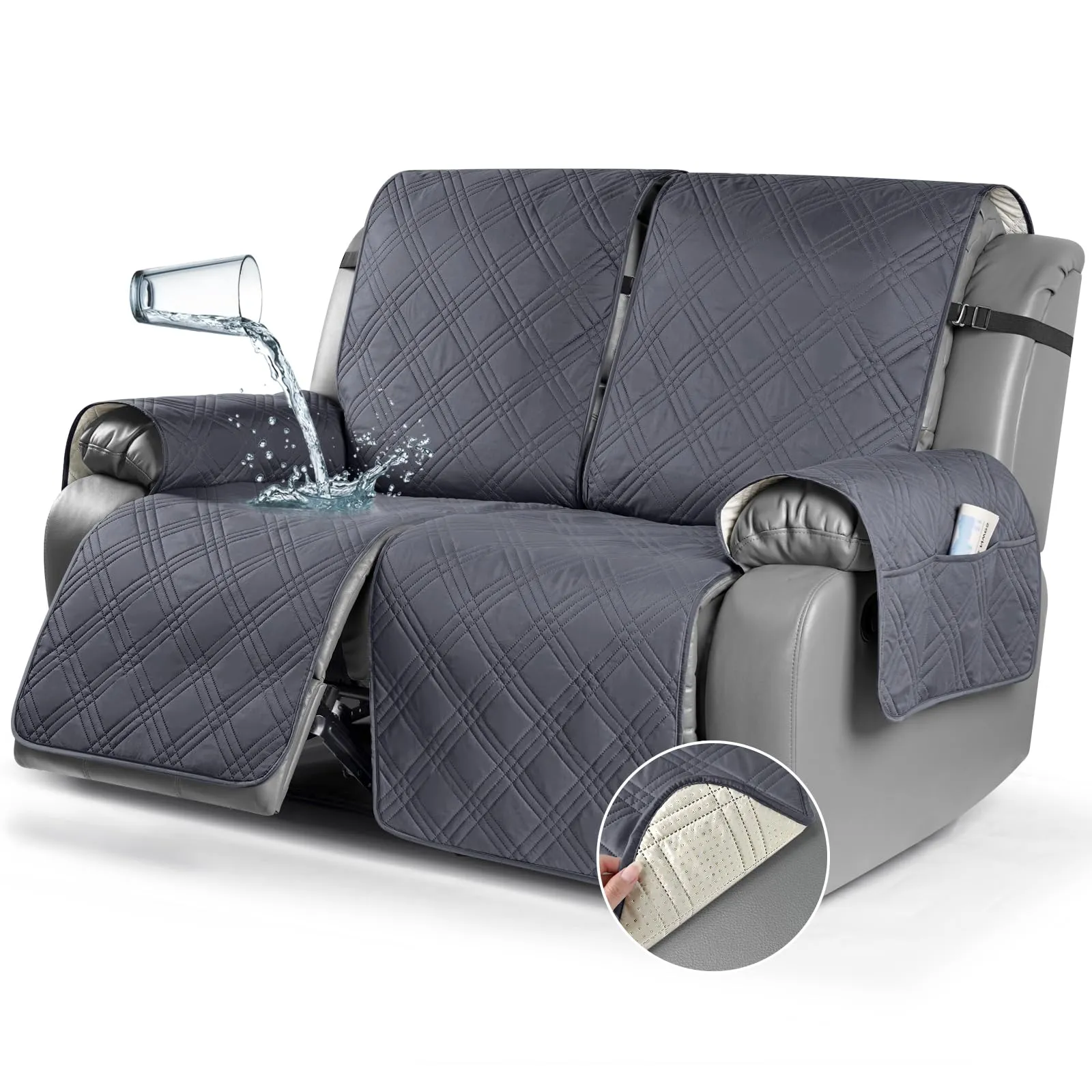 Waterproof Recliner Chair Cover with Double Straps