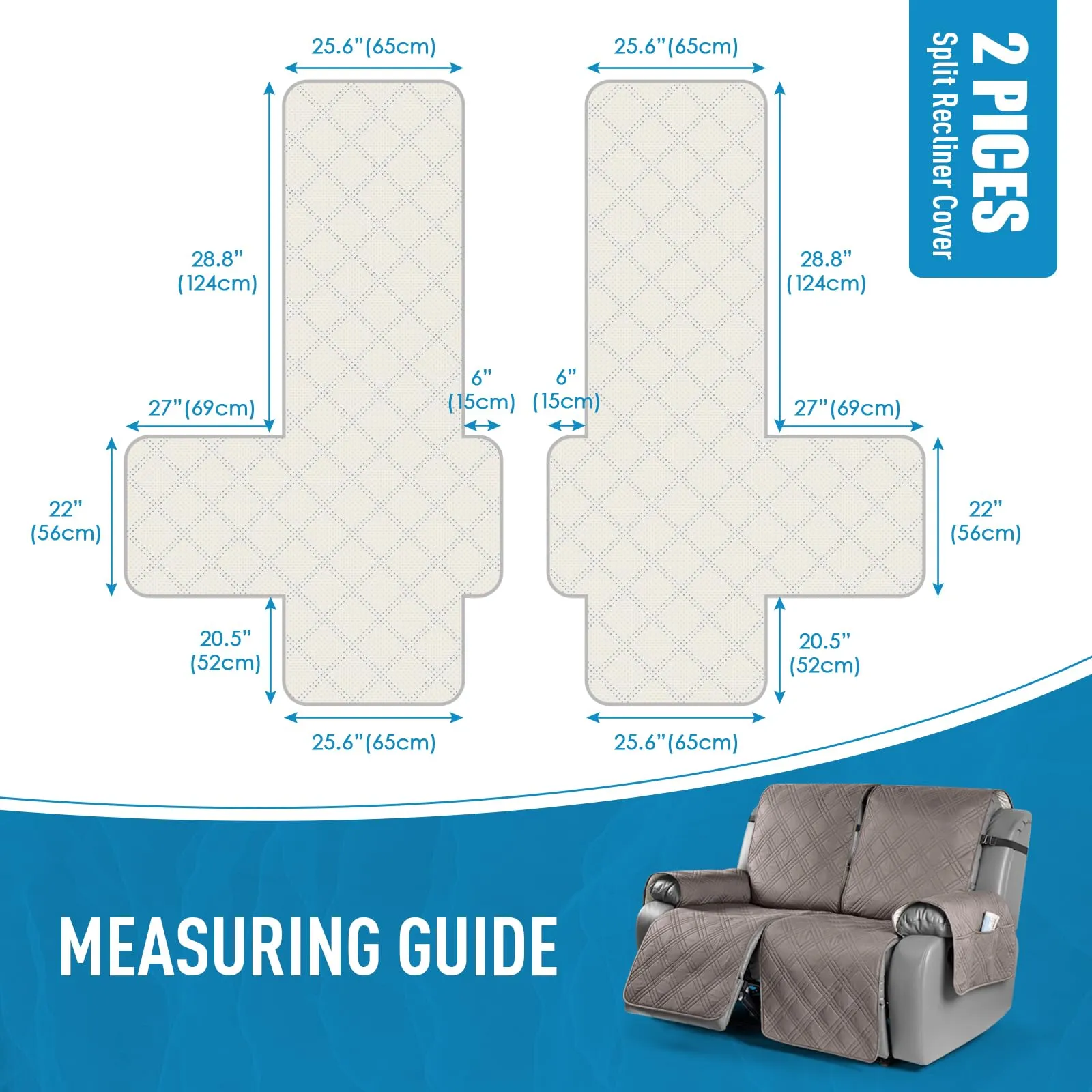 Waterproof Recliner Chair Cover with Double Straps