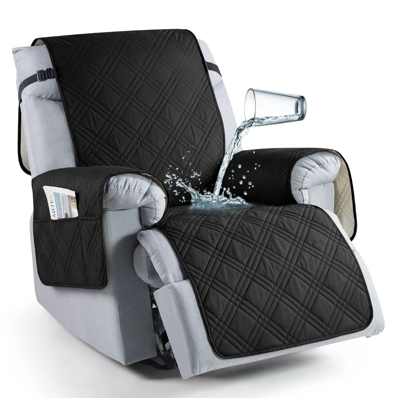 Waterproof Recliner Chair Cover with Double Straps