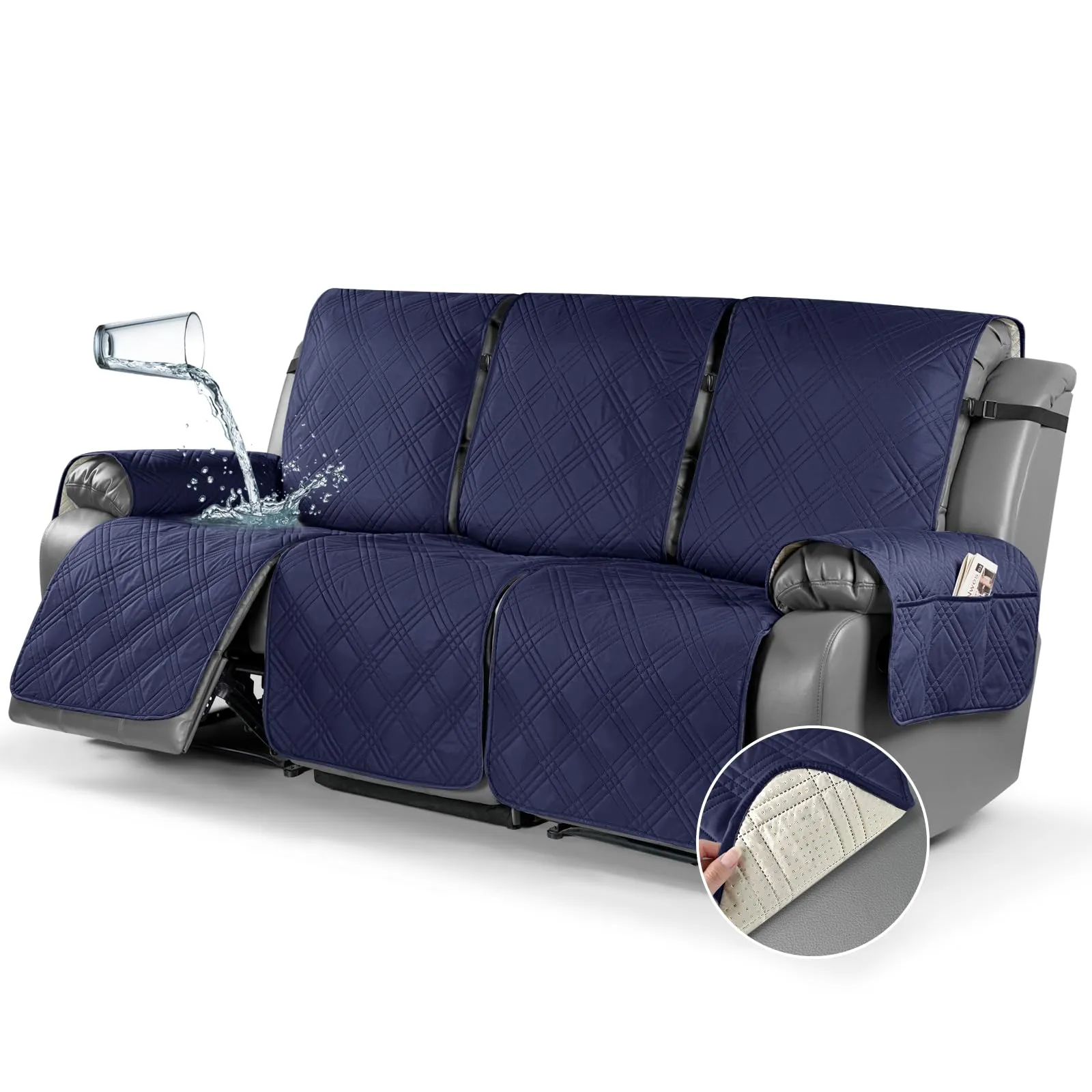Waterproof Recliner Chair Cover with Double Straps