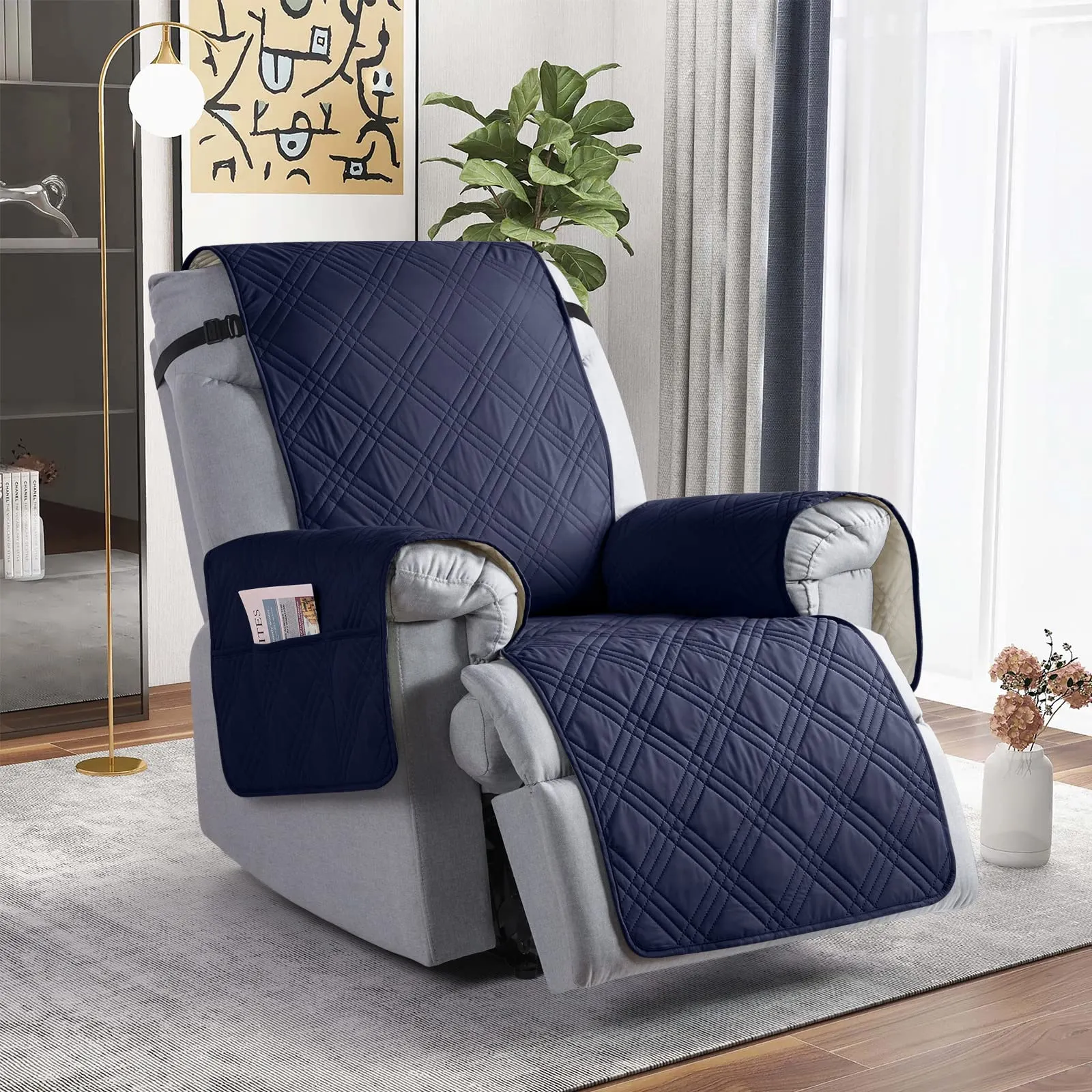 Waterproof Recliner Chair Cover with Double Straps