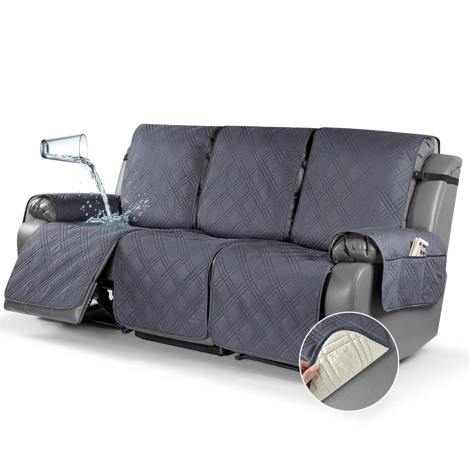 Waterproof Recliner Chair Cover with Double Straps