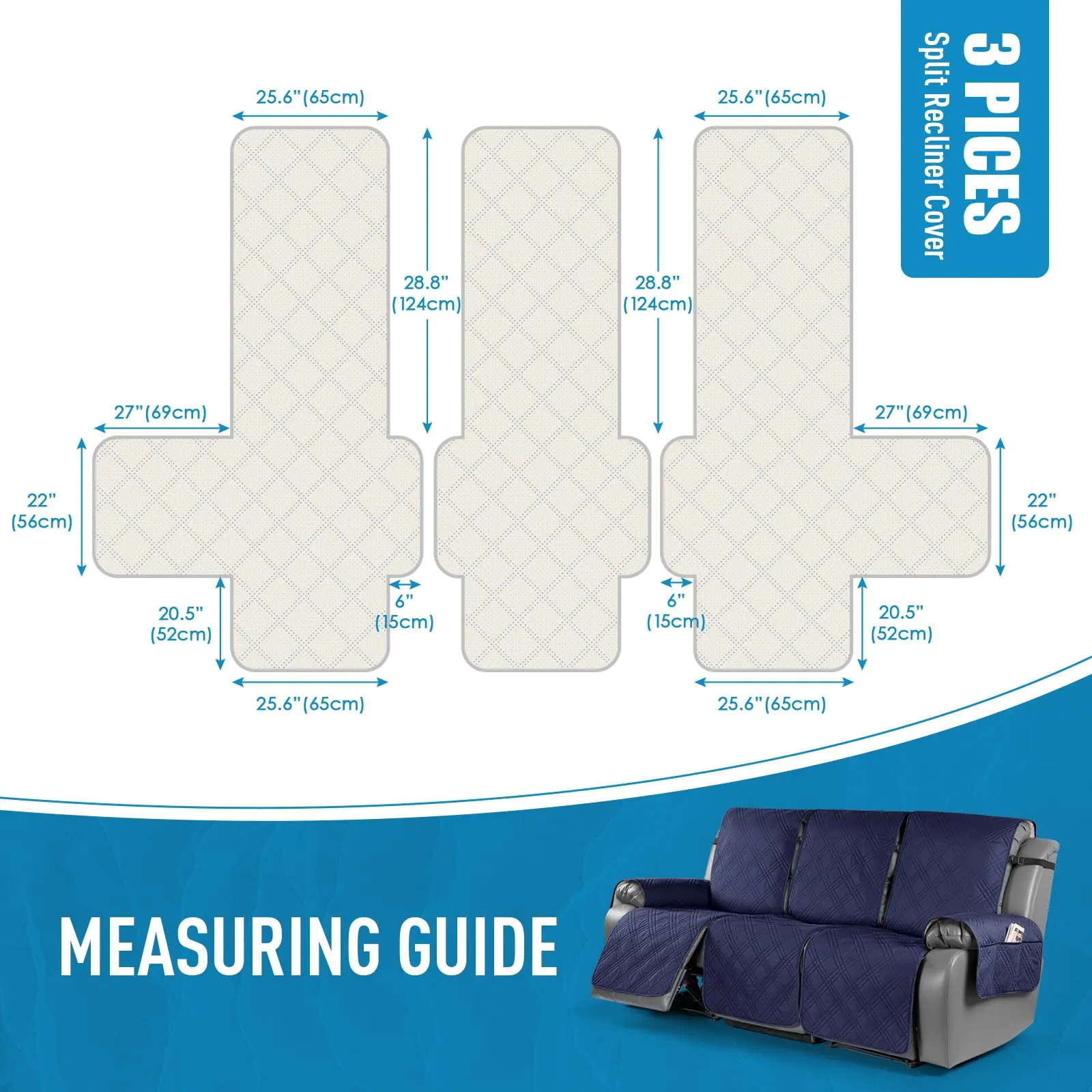 Waterproof Recliner Chair Cover with Double Straps