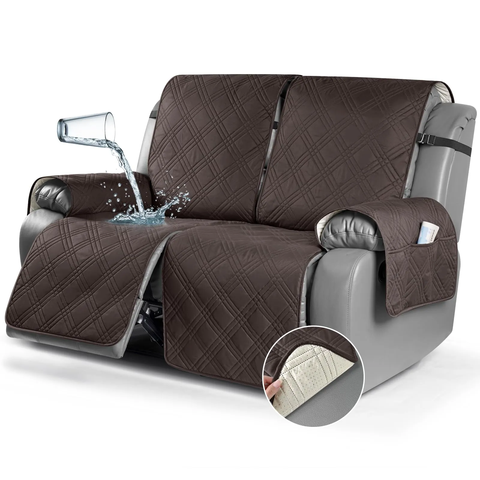 Waterproof Recliner Chair Cover with Double Straps
