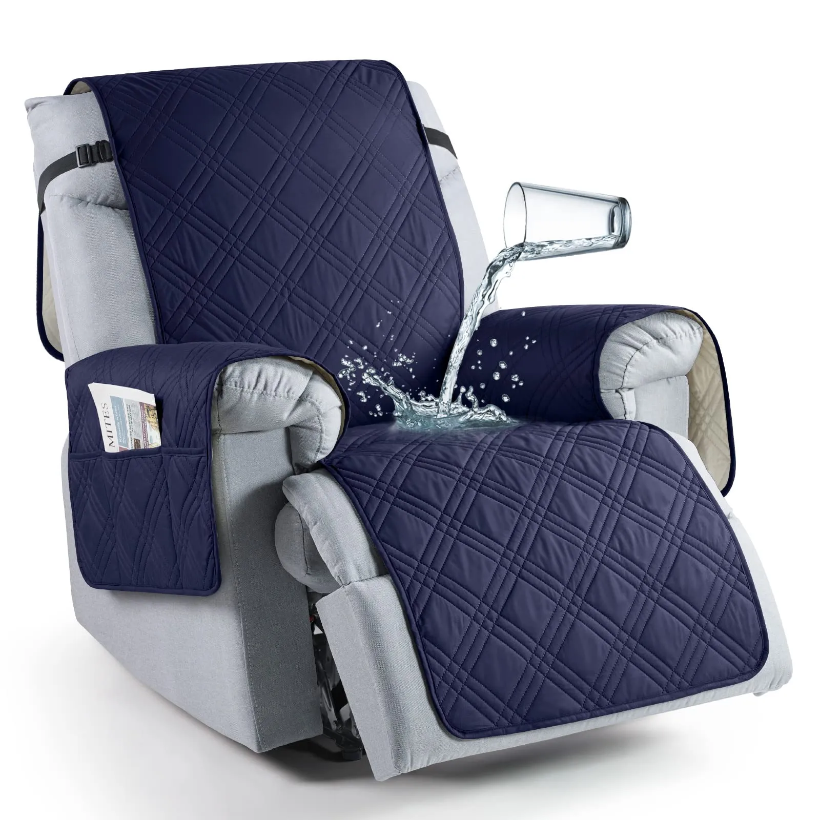 Waterproof Recliner Chair Cover with Double Straps