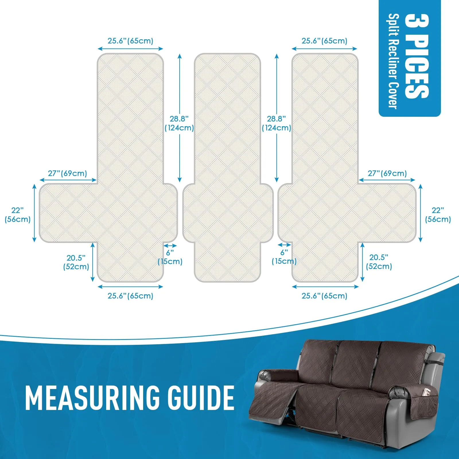 Waterproof Recliner Chair Cover with Double Straps
