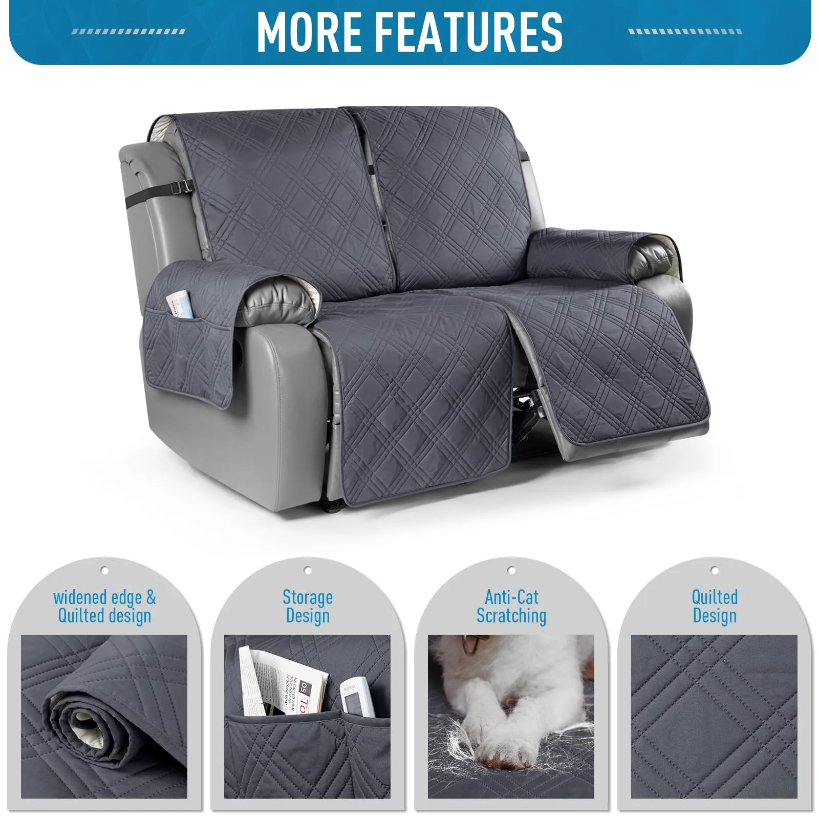 Waterproof Recliner Chair Cover with Double Straps