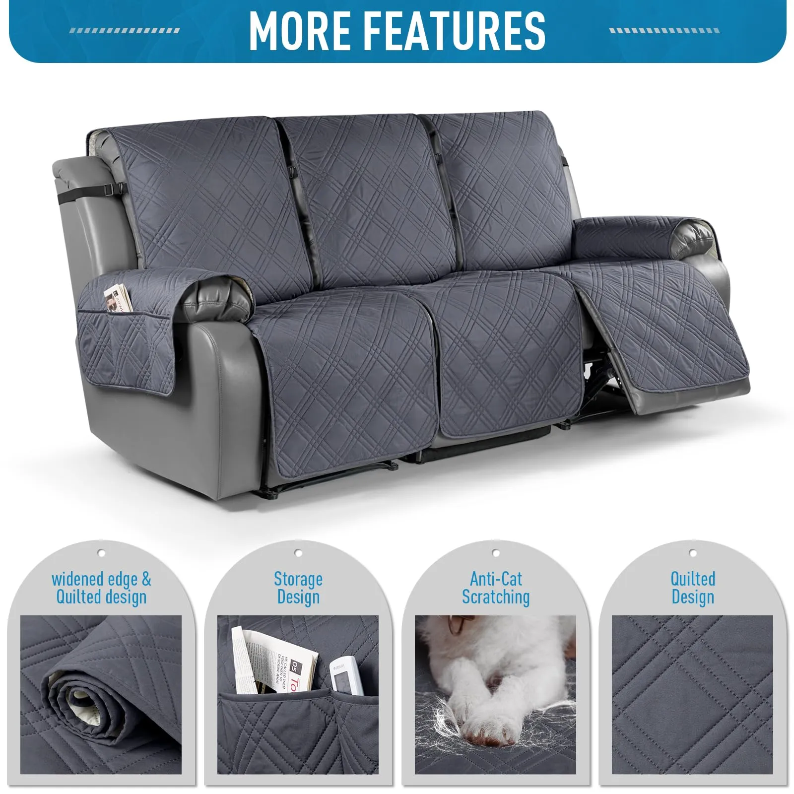 Waterproof Recliner Chair Cover with Double Straps