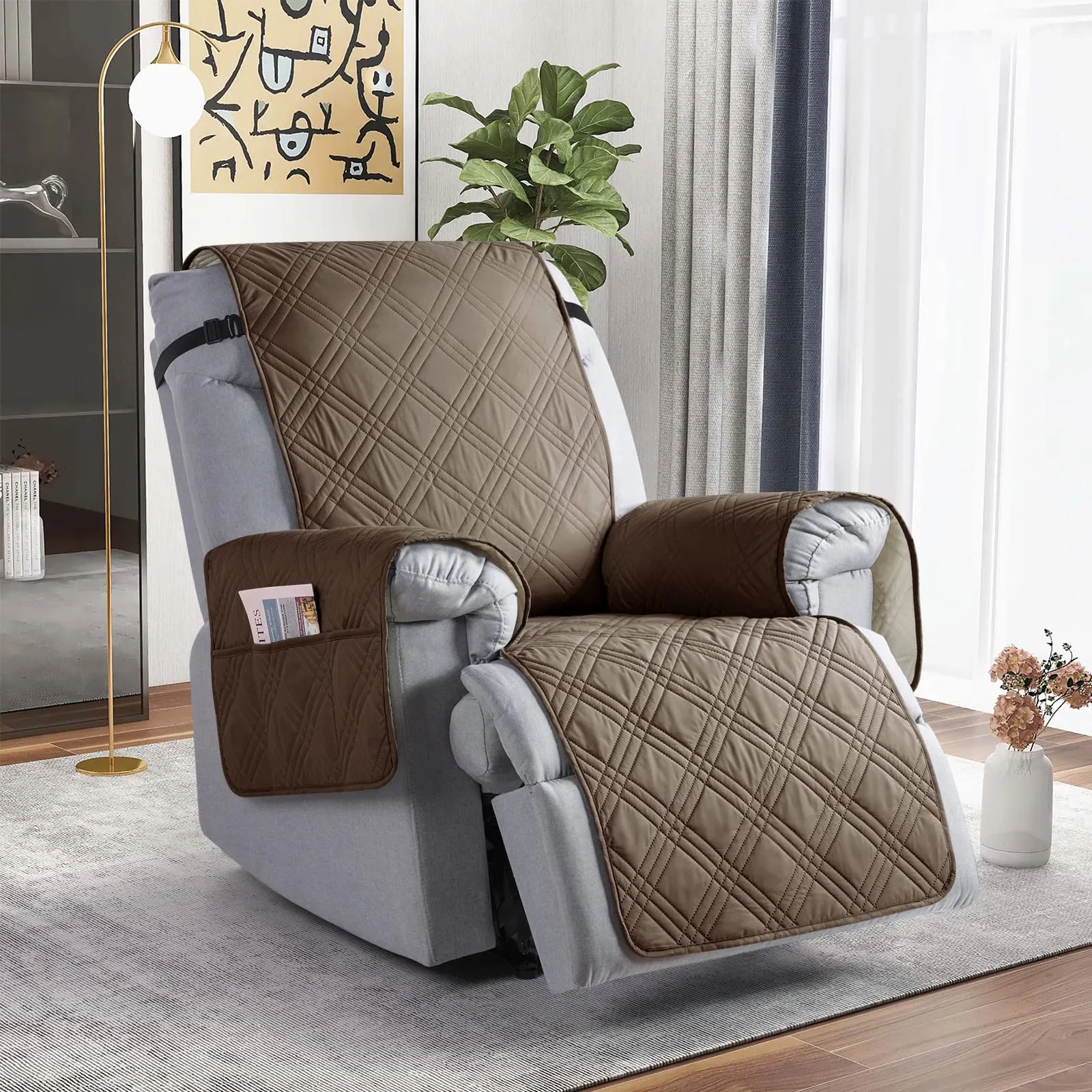 Waterproof Recliner Chair Cover with Double Straps