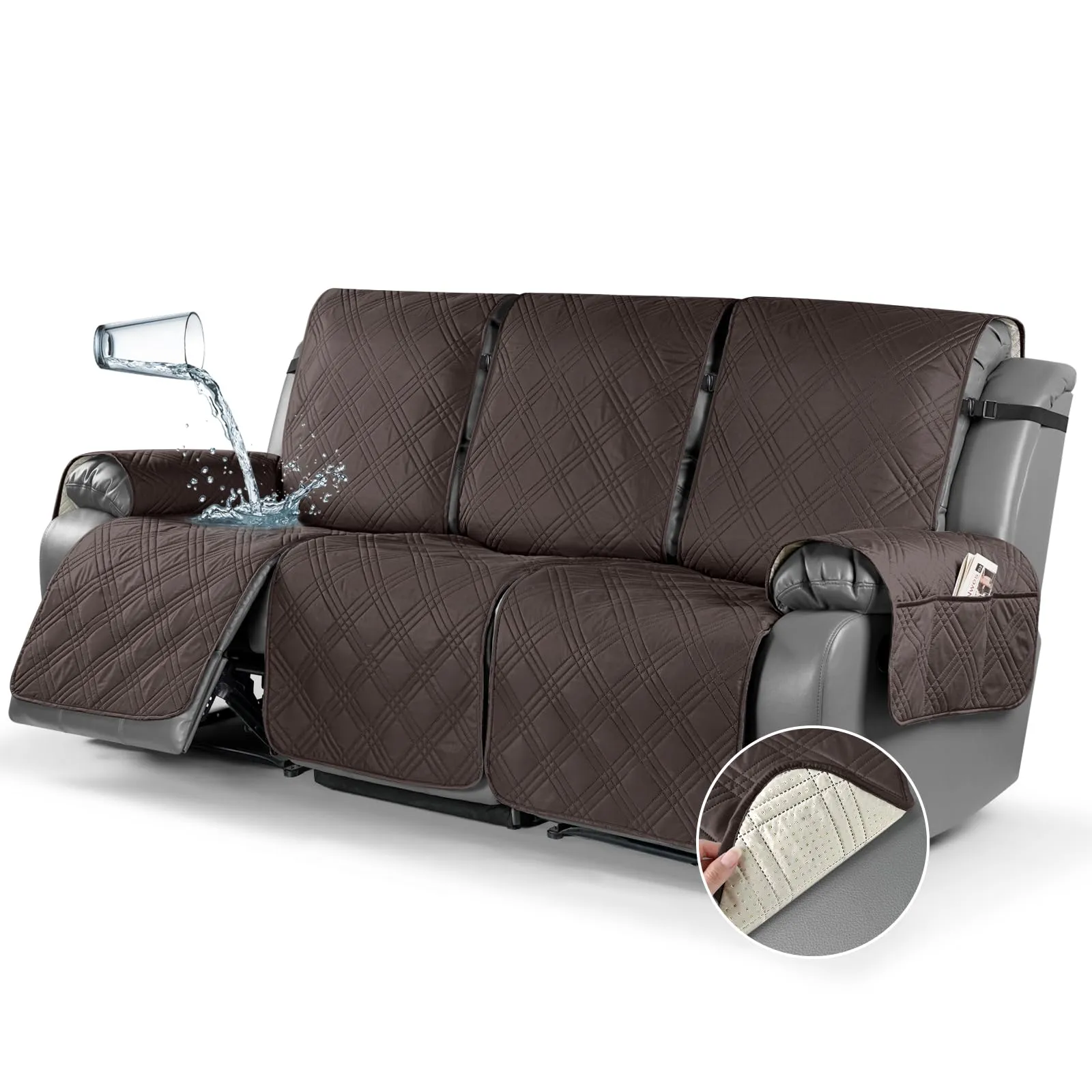 Waterproof Recliner Chair Cover with Double Straps
