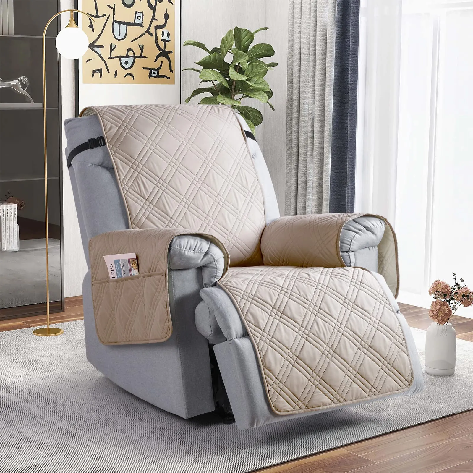 Waterproof Recliner Chair Cover with Double Straps