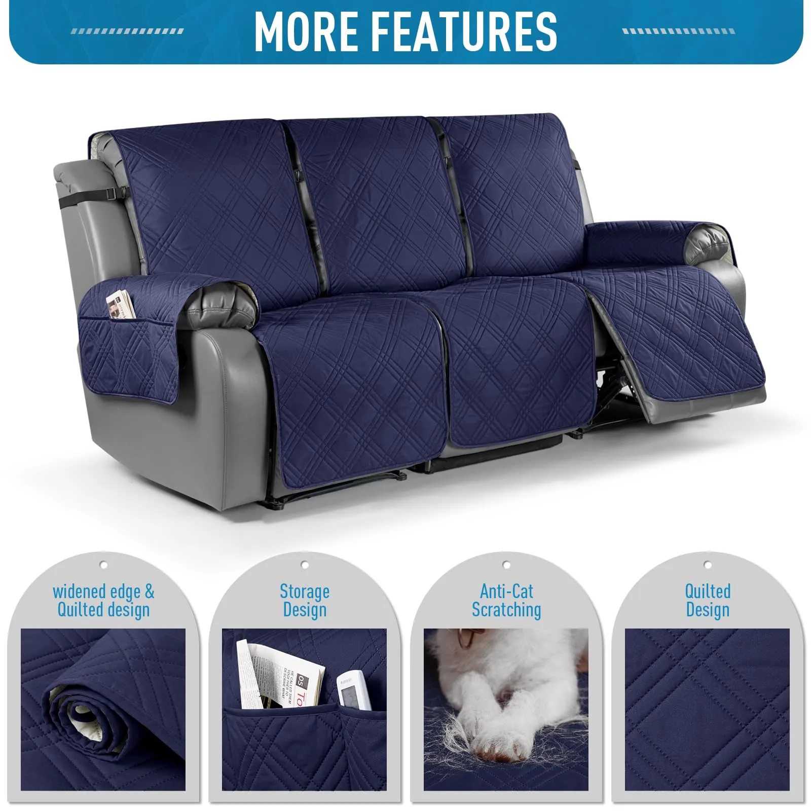 Waterproof Recliner Chair Cover with Double Straps