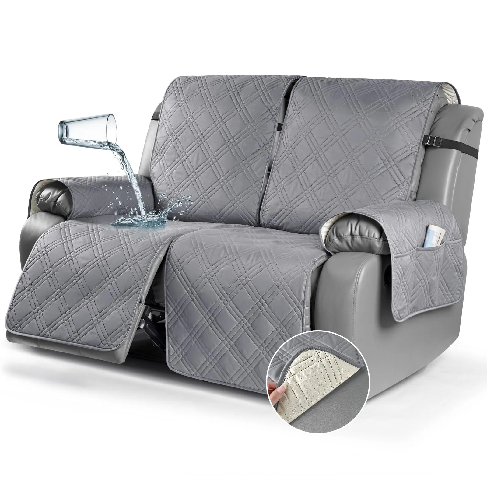 Waterproof Recliner Chair Cover with Double Straps